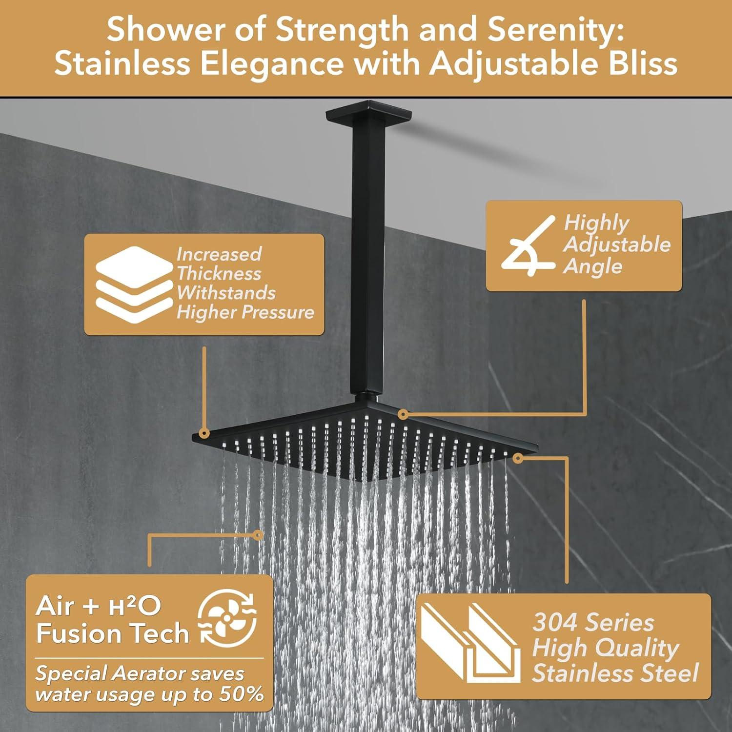 VANFOXLE Dual Function All-In-One Kit with Rough in-Valve 10 inches A2 MB