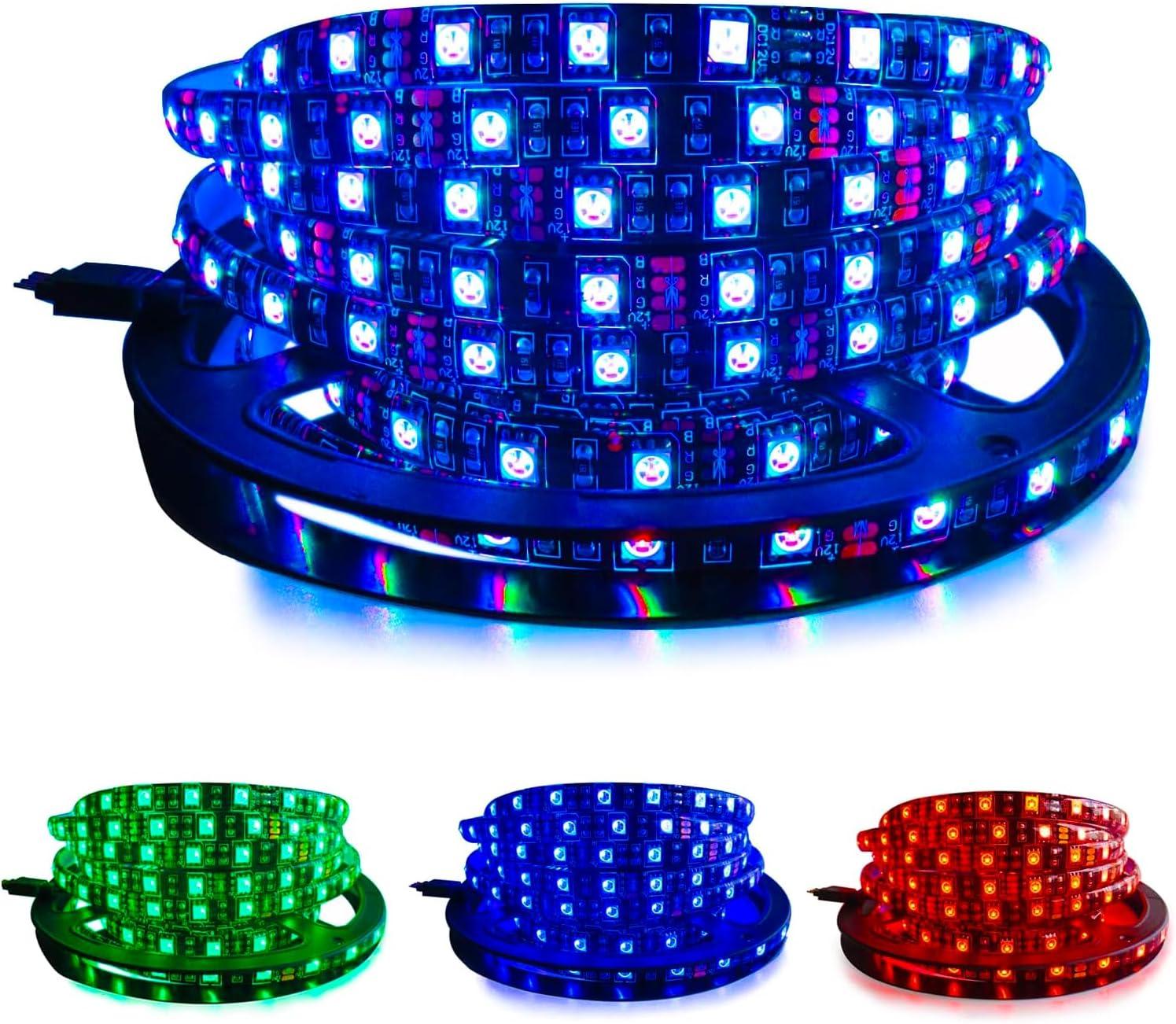5M Black PCB 5050 RGB LED Strip Waterproof IP65 300 SMD Black PCB Board DC 12V Flexible Light