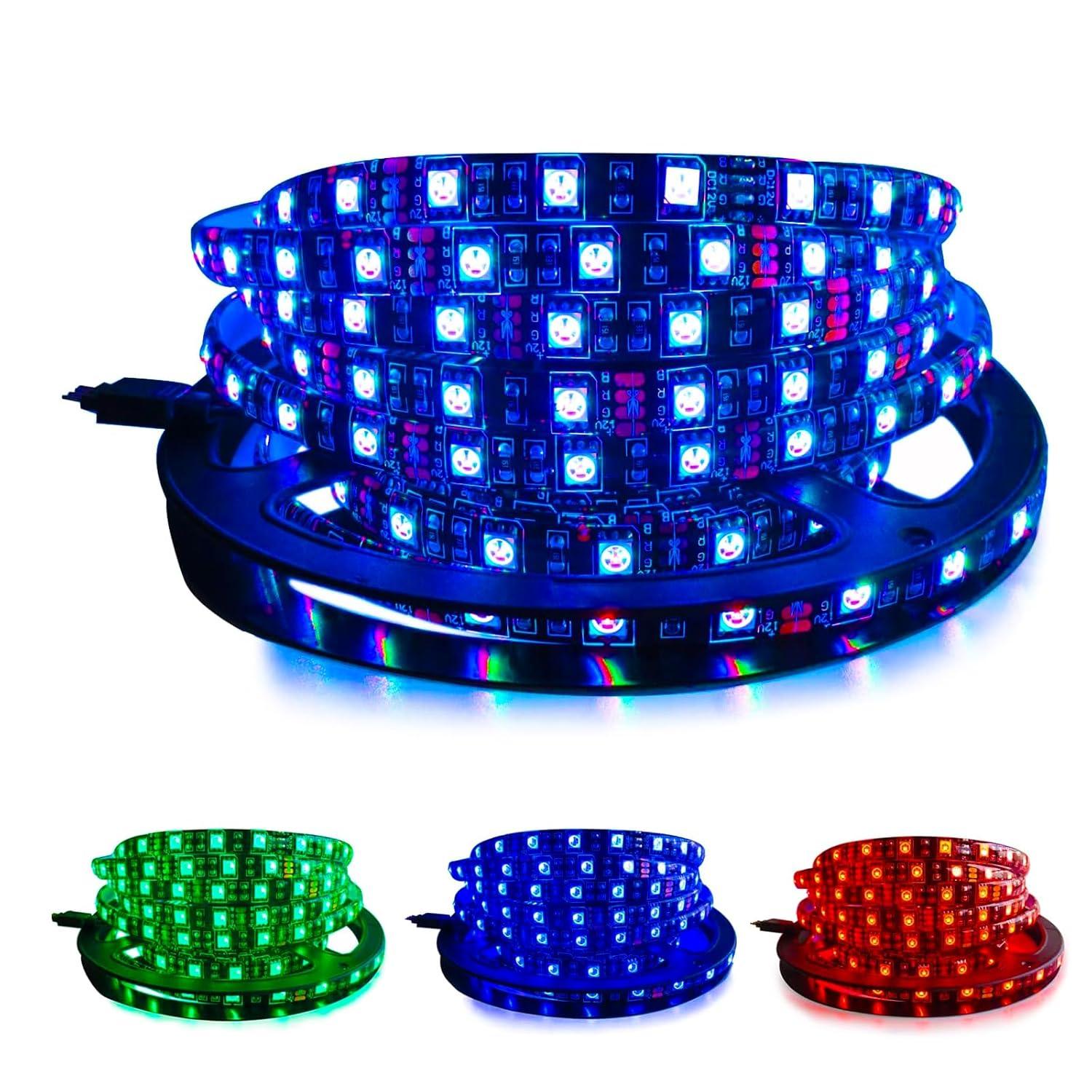 5M Black PCB 5050 RGB LED Strip Waterproof IP65 300 SMD Black PCB Board DC 12V Flexible Light