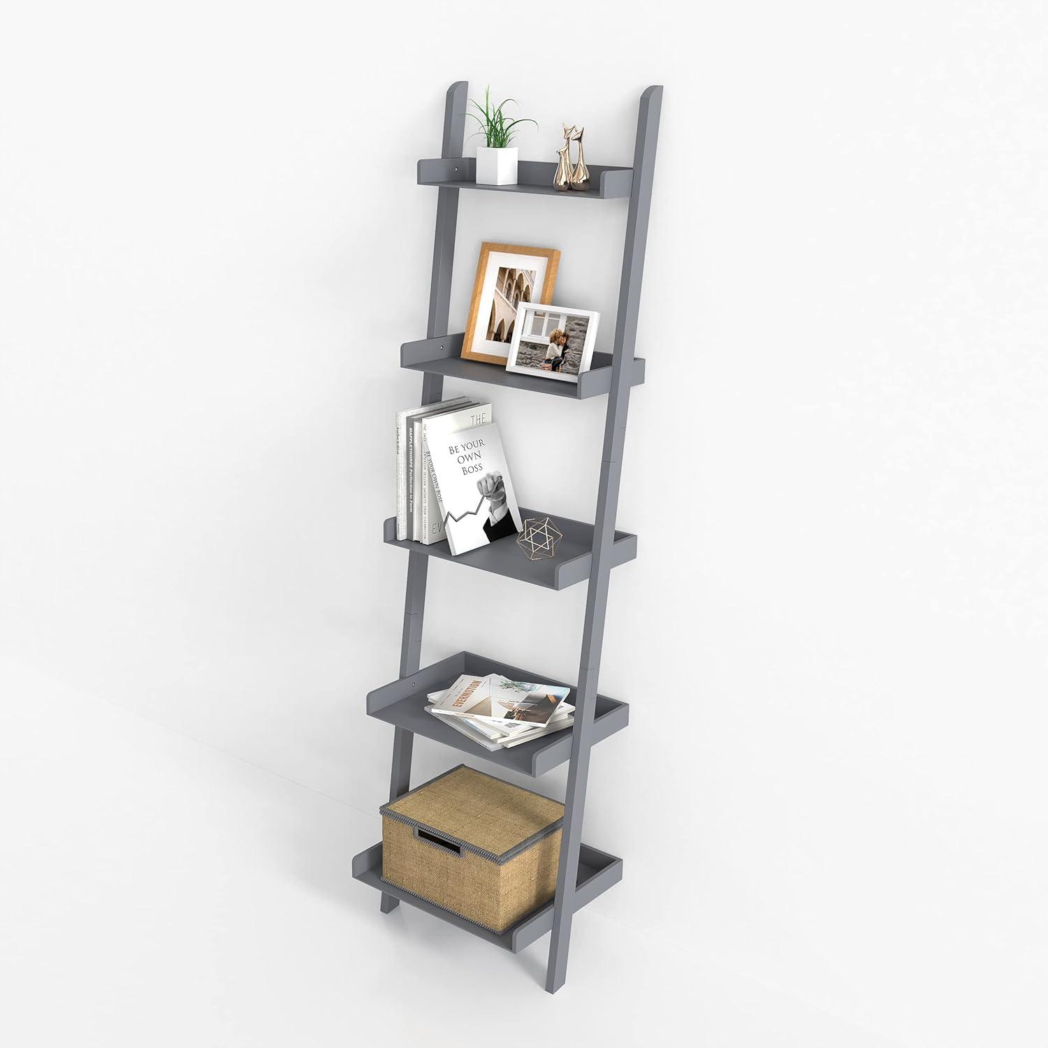 Ballucci Lado 5-Tier 67" H x 18" W Wood Leaning Ladder Bookcase