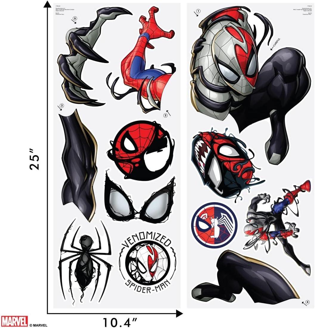 Wall Palz Marvel Venomized Spider-Man Wall Decals - Marvel Spider-Man Wall Decal - with 3D Augmented Reality Interaction - 27" Tall Venom Symbiote Spider-Man Stickers Marvel Room Decor