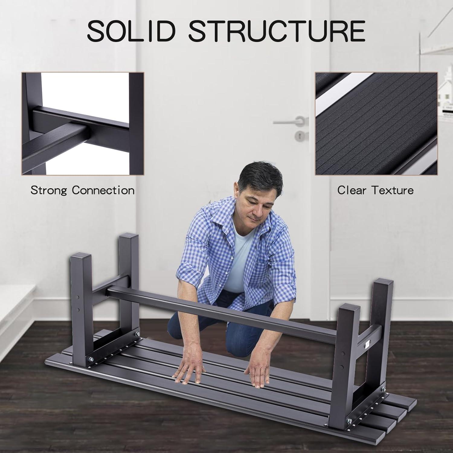 TECSPACE 47 Inches Aluminum Outdoor Weatherproof Bench Backless, 330 LBS Bearing Capacity Garden Porch Bench, Black