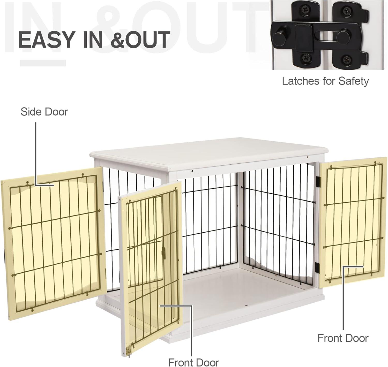 White Small MDF Dog Crate End Table