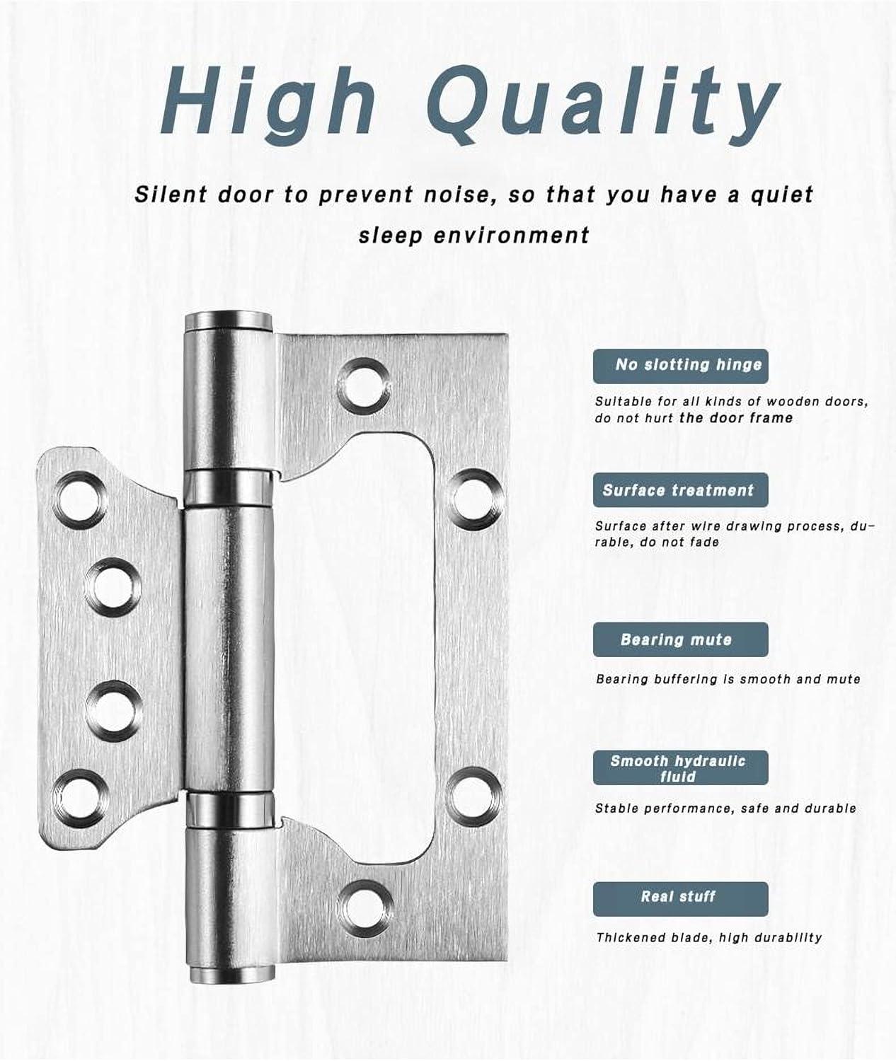 4x3 Inch Stainless Steel Non-Mortise Door Hinges, 6 Pack