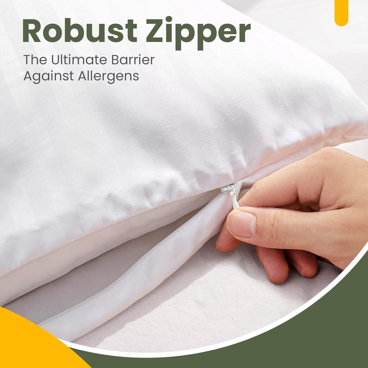 Pillow Protectors Pillow Covers 2 Pack, Zipped Pillow Cases, King Size, Luxury Hotel Quality, Breathable, Soft, Machine Washable