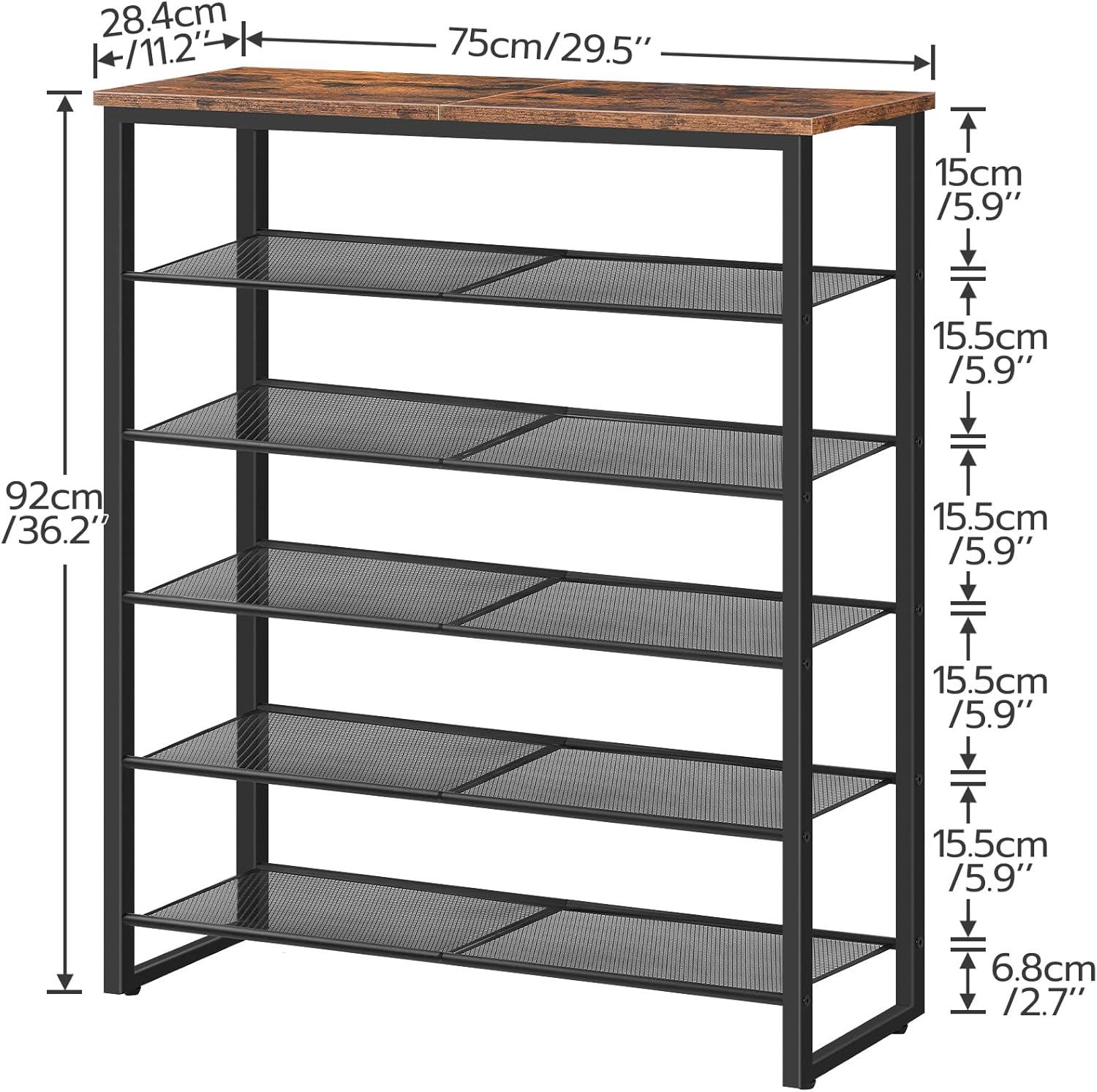 Shoe Rack, 6-Tier Shoe Organizer, for 18-24 Pairs of Shoes, Large Capacity Shoe Storage Shelf, Durable and Stable, for Entryway, Closet, Hallway, Dorm Room, Industrial, Rustic Brown BF67XJ01G1