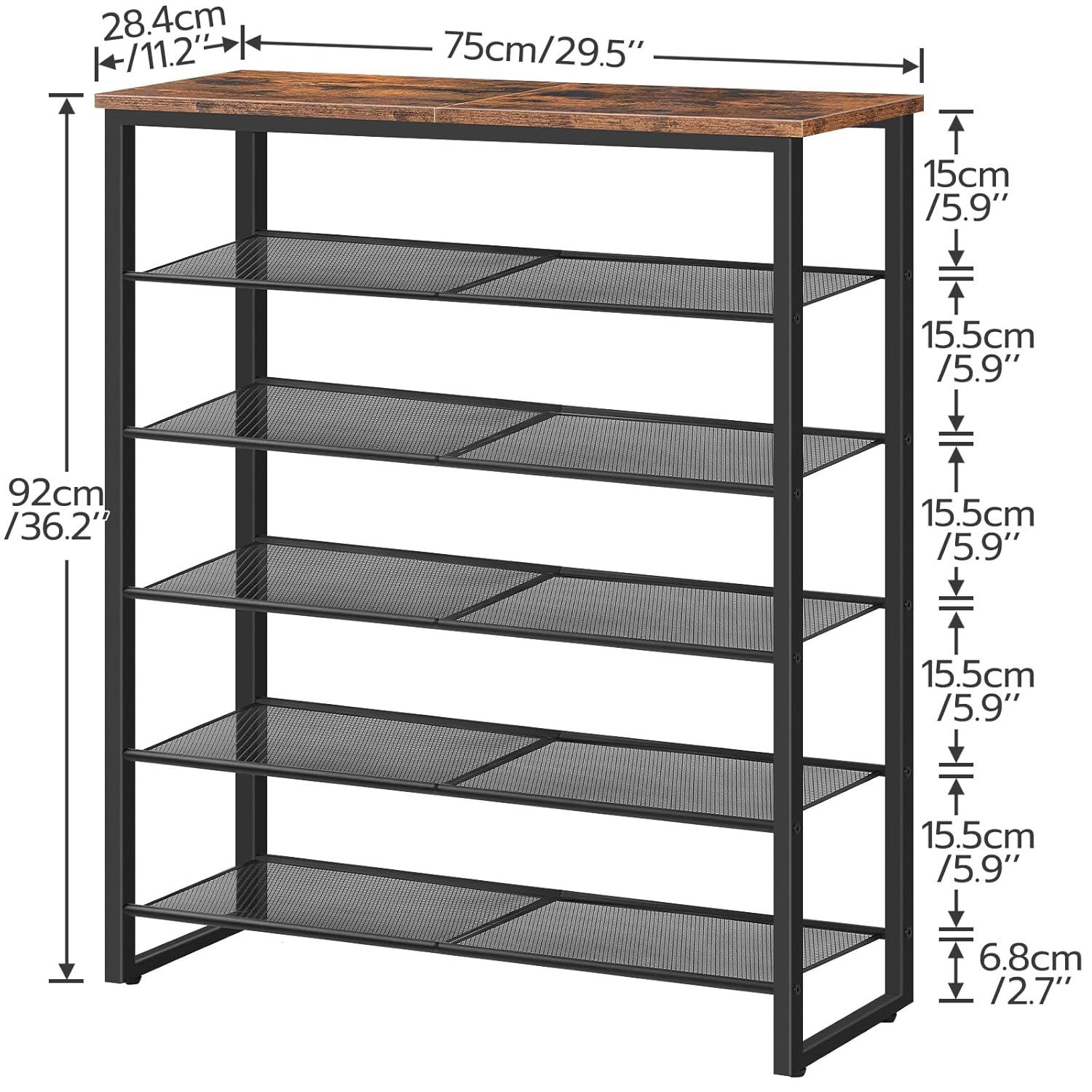 Shoe Rack, 6-Tier Shoe Organizer, for 18-24 Pairs of Shoes, Large Capacity Shoe Storage Shelf, Durable and Stable, for Entryway, Closet, Hallway, Dorm Room, Industrial, Rustic Brown BF67XJ01G1