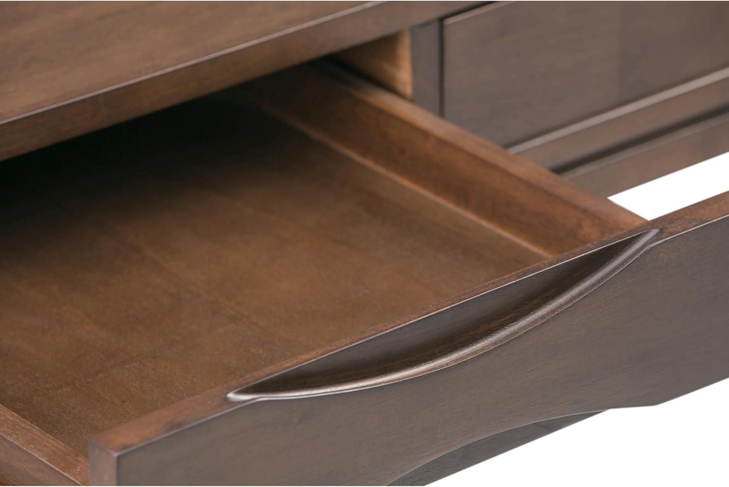 Simpli Home Harper Solid Wood Desk, Contemporary Style with Keyboard Tray and Storage