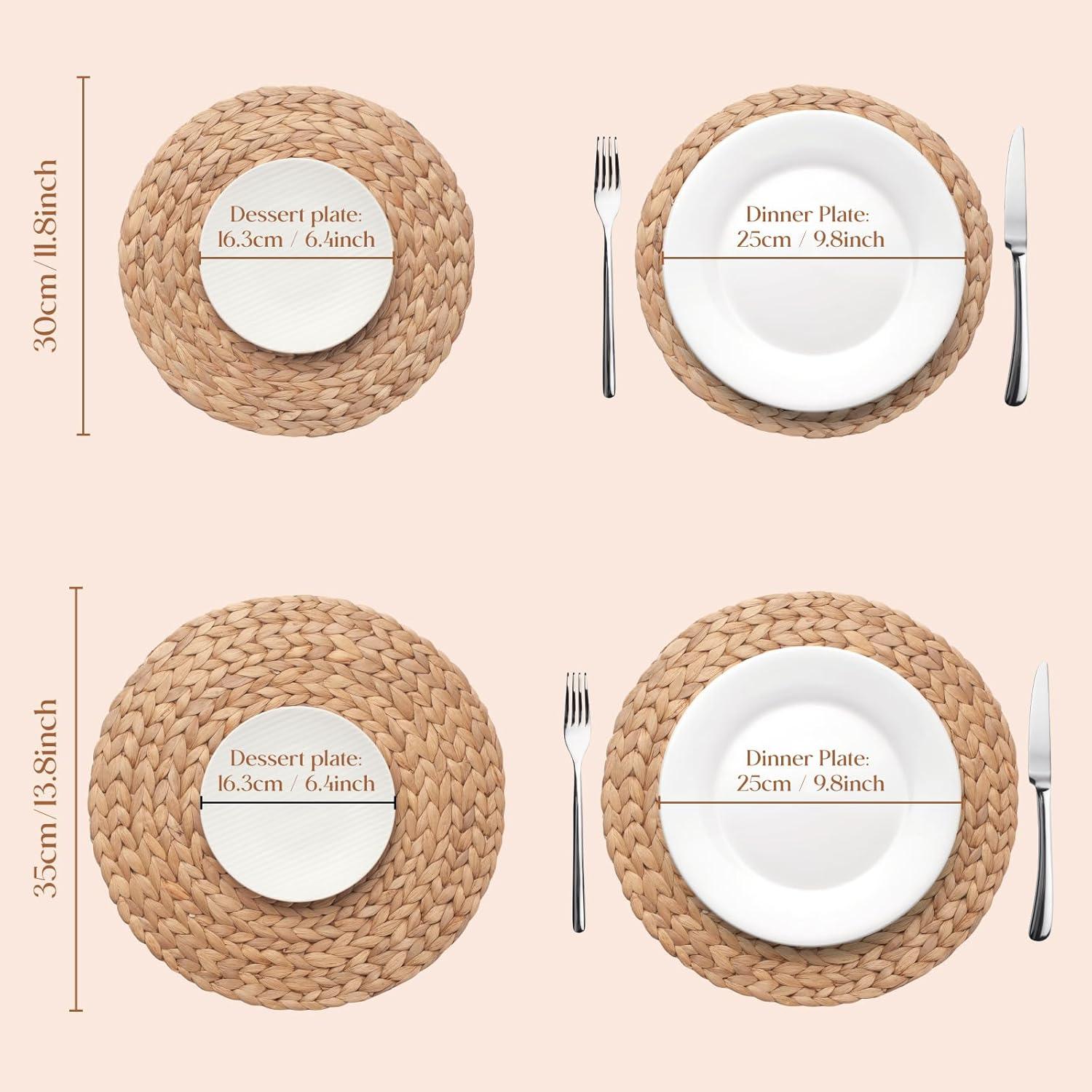 Set of 6 Natural Water Hyacinth Woven Placemats