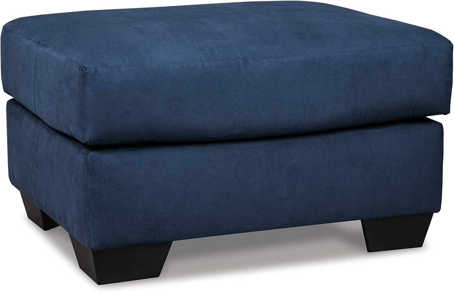 Signature Design by Ashley Contemporary Darcy Ottoman Microfiber Blue