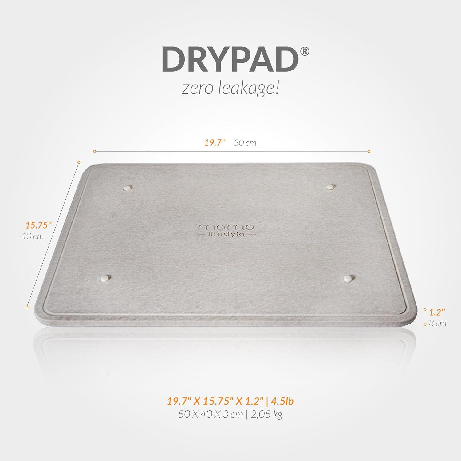 Momo Lifestyle Stone Dish Drying Mat DryPad 19.7" X 15.7" Misty Gray, Large Stone Drying Mat for Kitchen Counter, Drying Stone for Kitchen Counter Fits Various Dish Racks, Zero Rust Dish Drying Stone