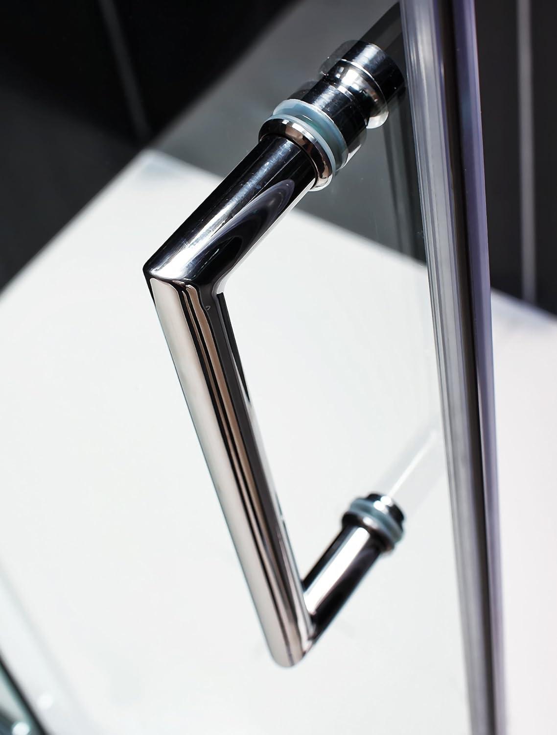DreamLine Unidoor Plus Chrome 46-in to 46-1/2-in W x 72.0-Inches H Frameless Hinged Shower door 3/8-in Thick Clear Glass
