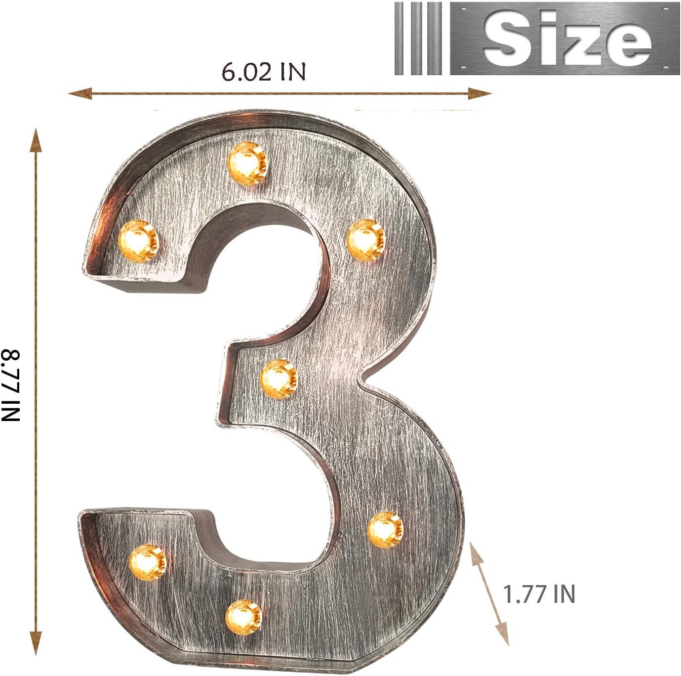 Brushed silver gray LED letters Lights Light Up letters Sign for Night Light Wedding/Birthday Party Battery Powered Christmas Lamp Home Bar Decoration -&