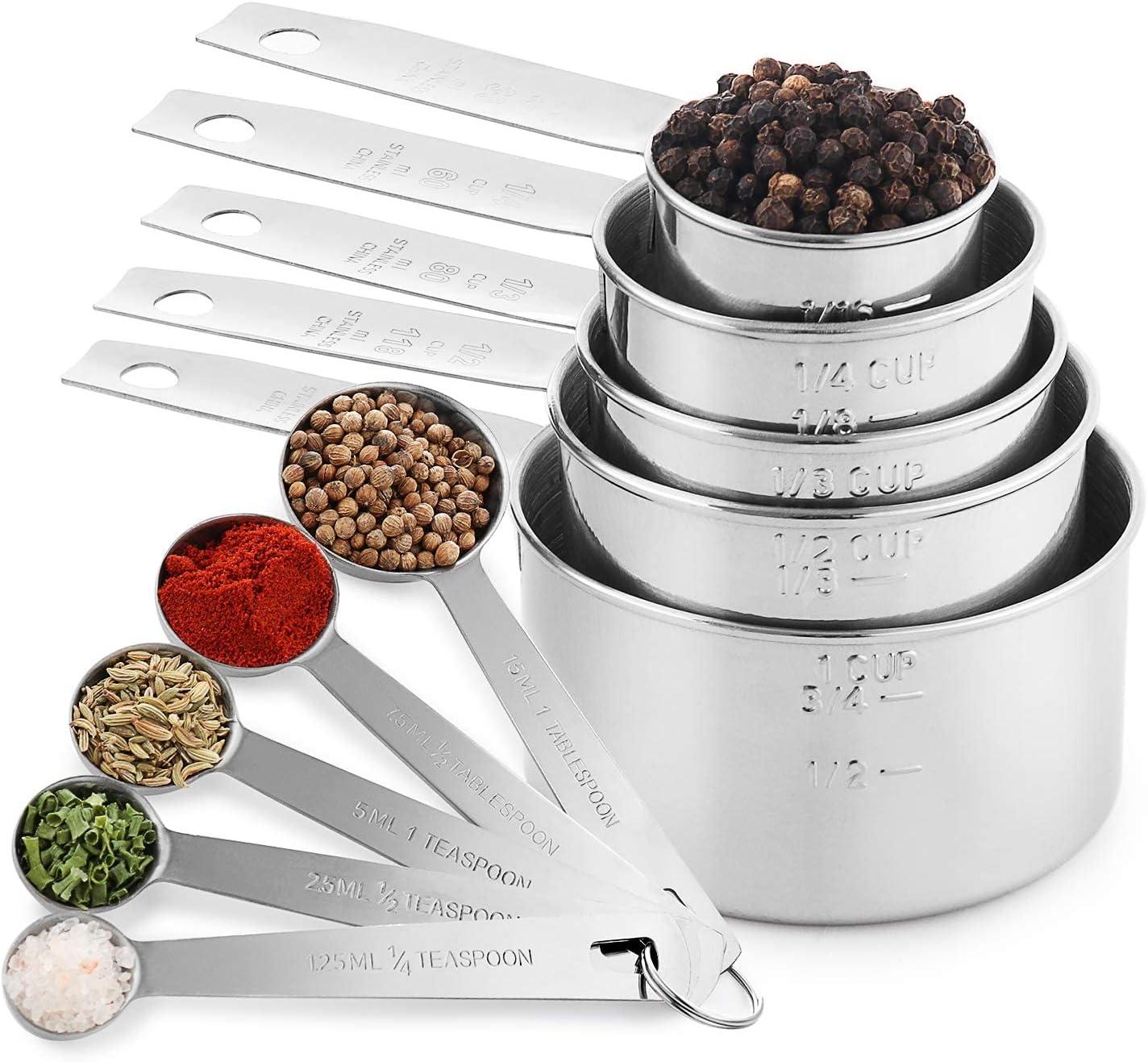 Stainless Steel 10-Piece Measuring Cup and Spoon Set