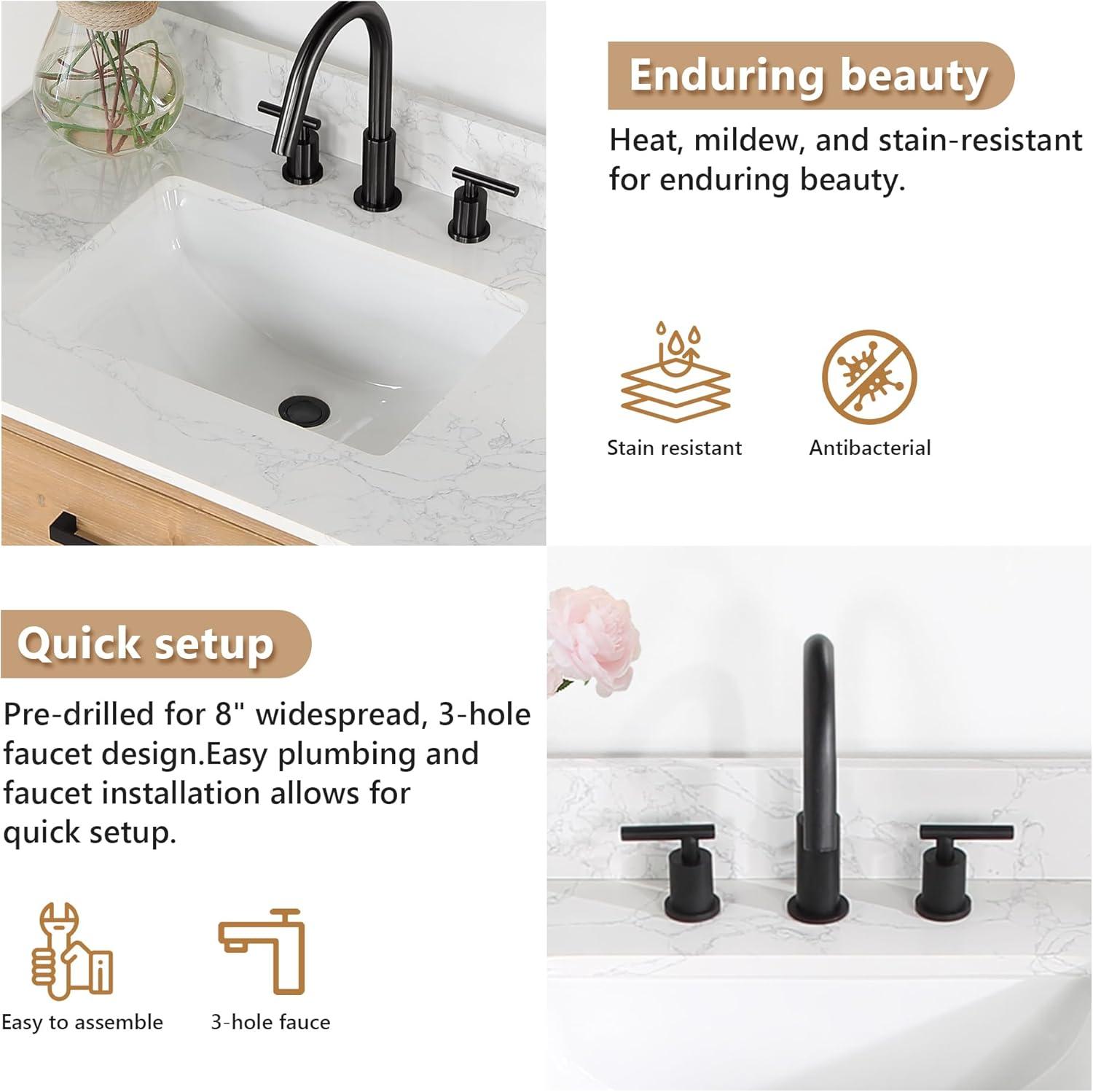 Ceres 37" Engineered Stone Single Bathroom Vanity Top with Sink