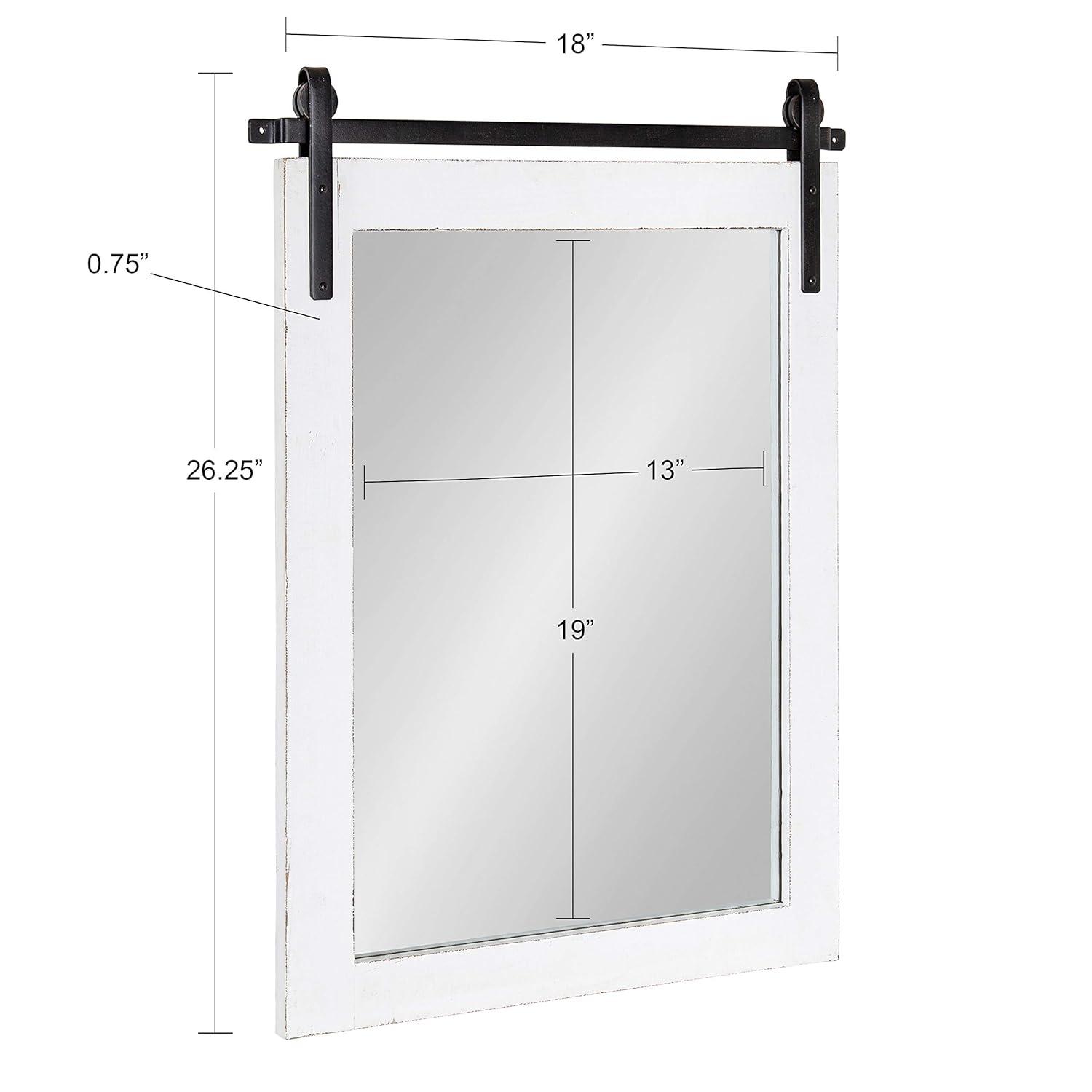 Kate and Laurel Cates Farmhouse Wood Framed Wall Mirror, 18 x 26, White, Barn Door-Inspired Rustic Mirrors for Wall