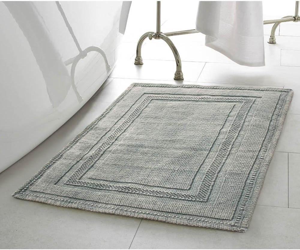 Jean Pierre Cotton Stonewash Racetrack 2-Piece Bath Rug Set, Lt Gray