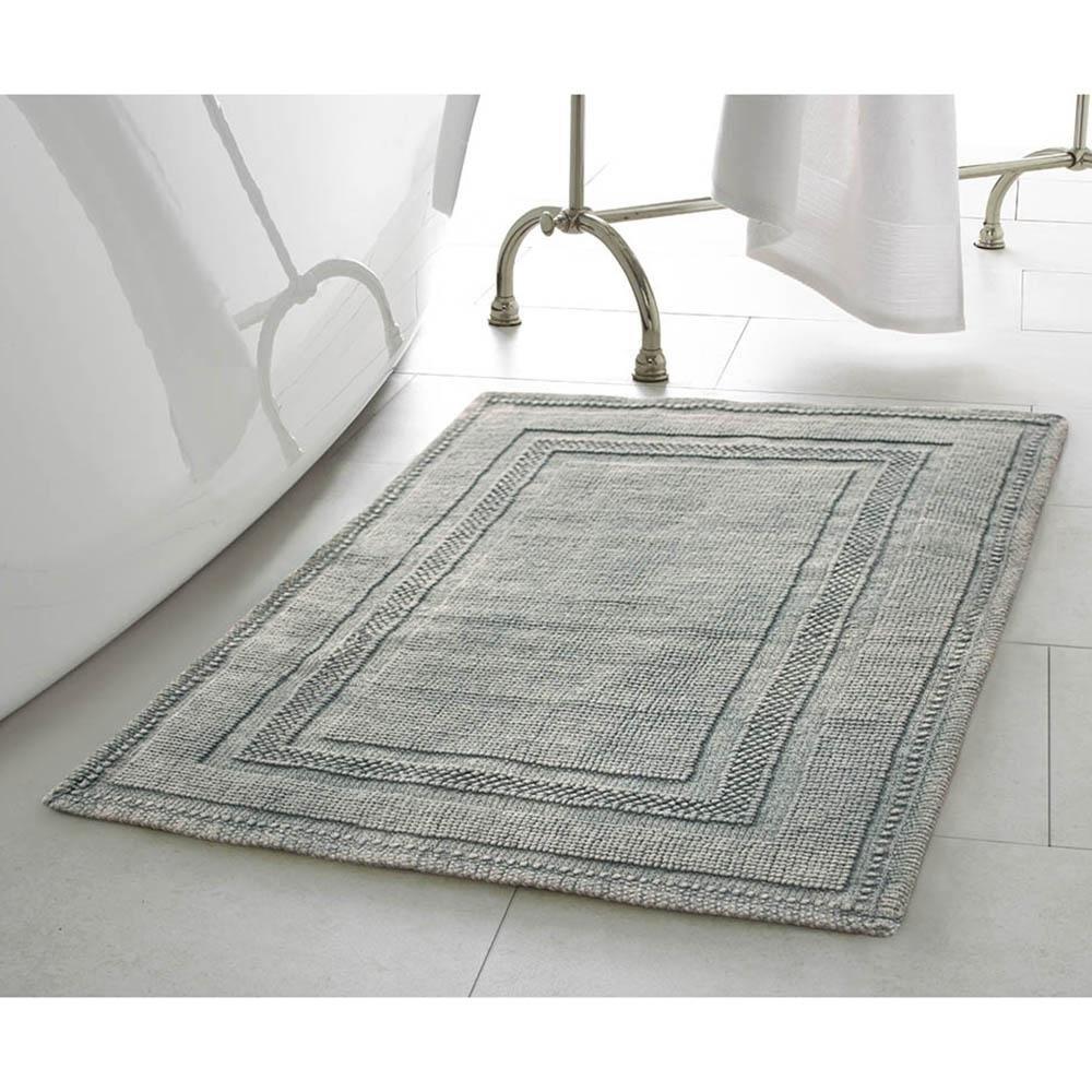 Jean Pierre Cotton Stonewash Racetrack 2-Piece Bath Rug Set, Lt Gray