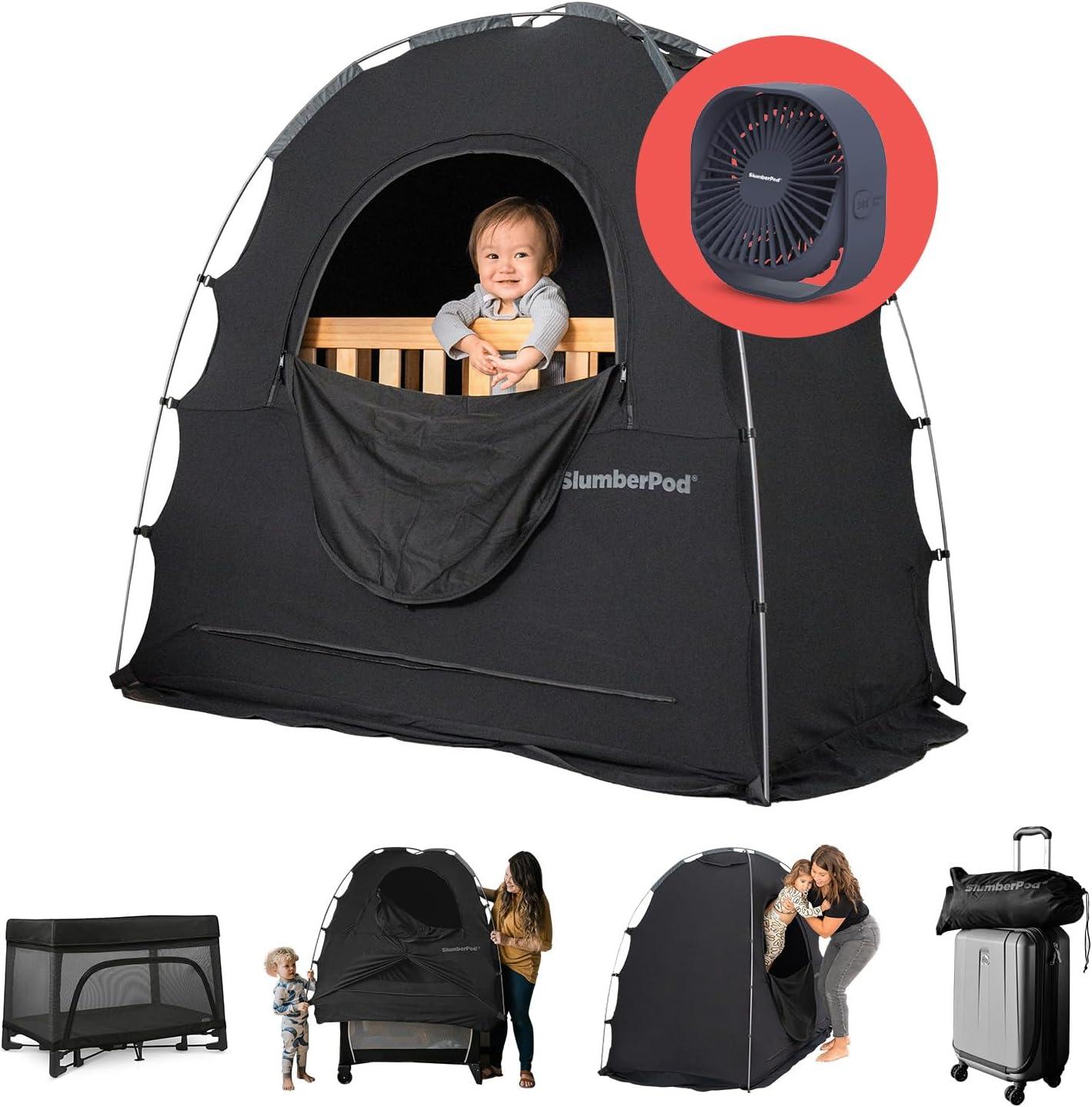 SlumberPod Combo with Fan Blackout Portable Privacy Pod - Black