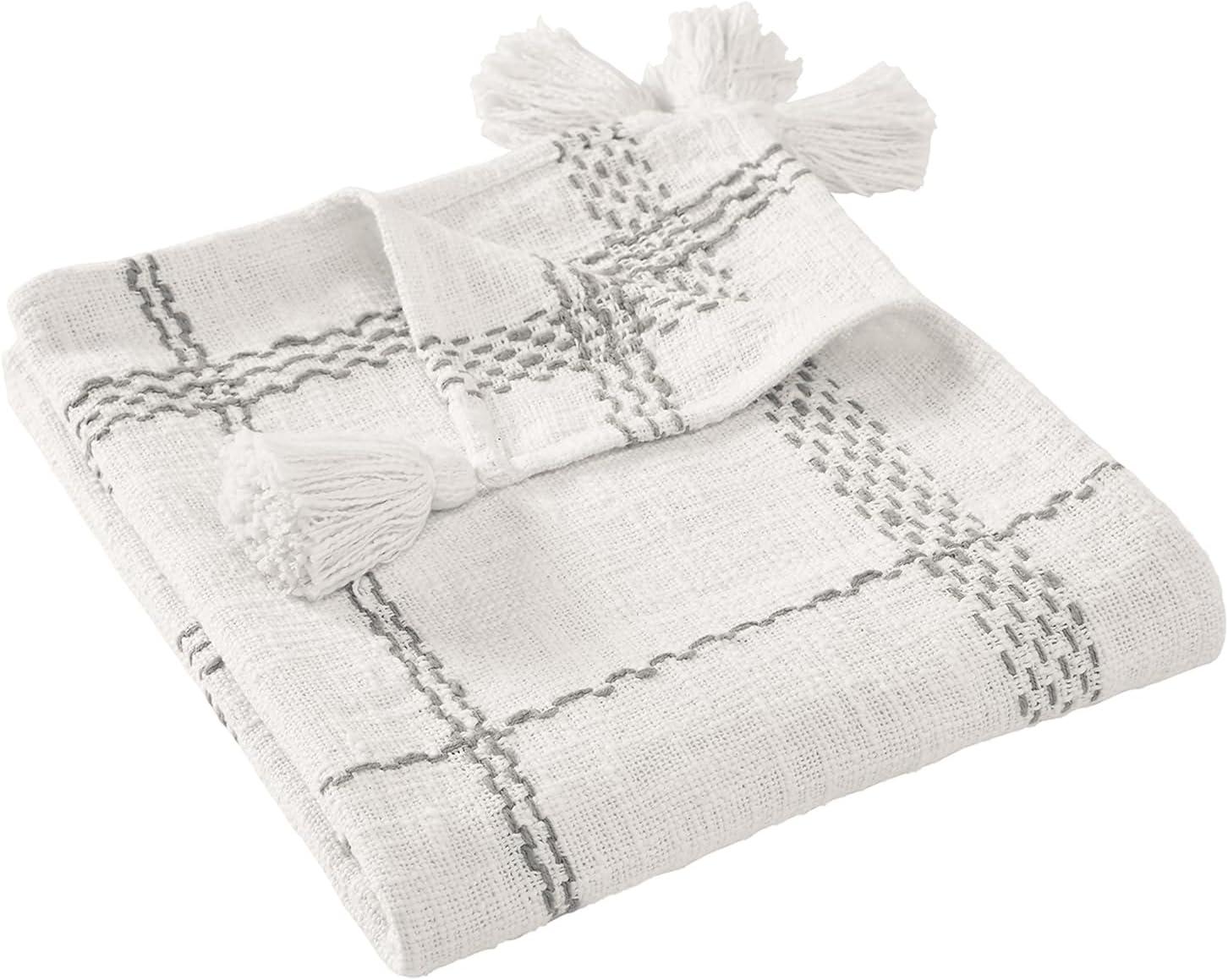 VCNY Piri Plaid Woven Slub Cotton Throw Blanket, 50" x 60"