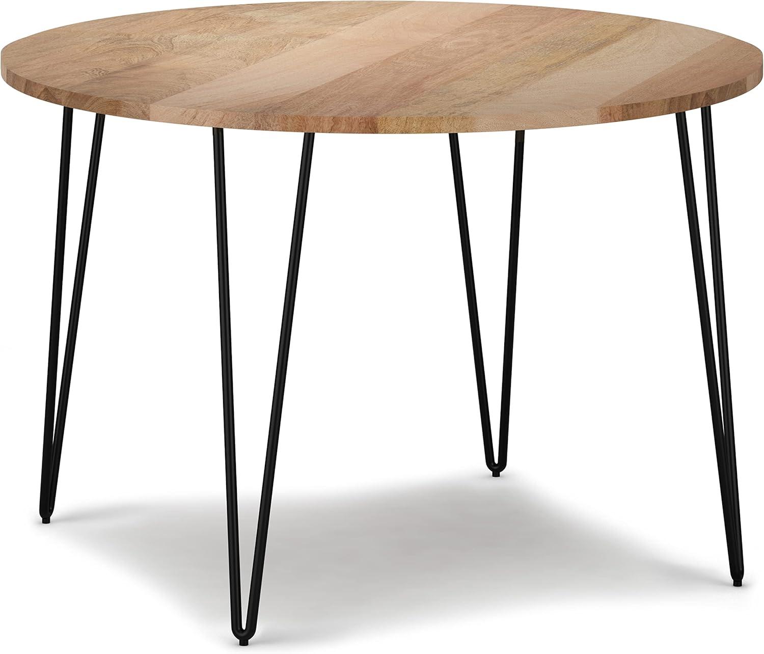 Hunter Round Solid Wood Top Metal Base Dining Table