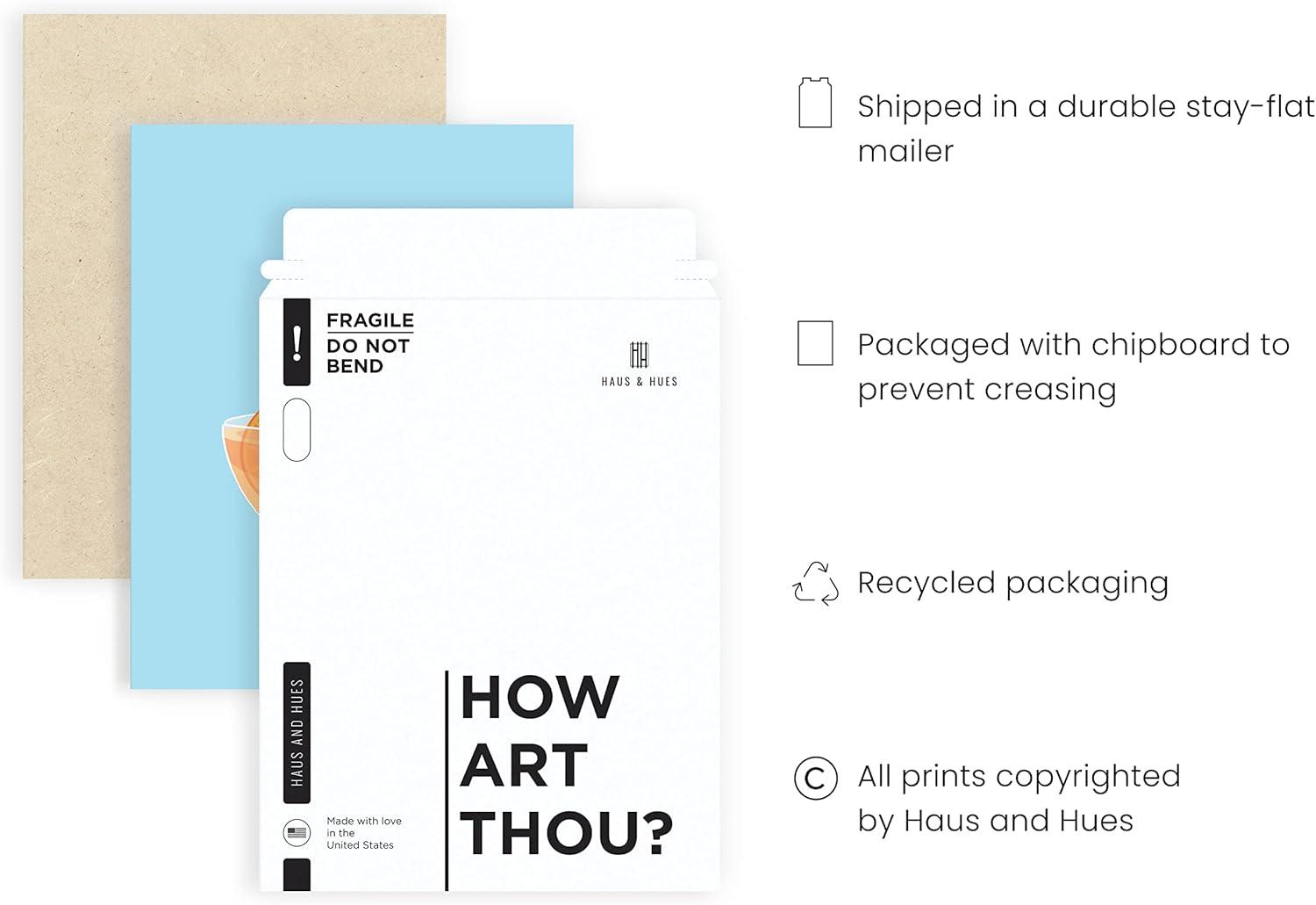 HAUS AND HUES Preppy Pictures Bar Art - Colorful Cocktail Prints, Bar Cart Accessories, Minimalist Blue and Orange Picture for Room Aesthetic, Bar Wall Decor, Vintage Aperol Spritz (12x16 Unframed)