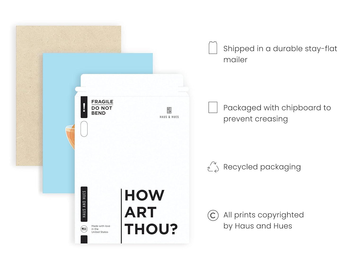 HAUS AND HUES Preppy Pictures Bar Art - Colorful Cocktail Prints, Bar Cart Accessories, Minimalist Blue and Orange Picture for Room Aesthetic, Bar Wall Decor, Vintage Aperol Spritz (12x16 Unframed)