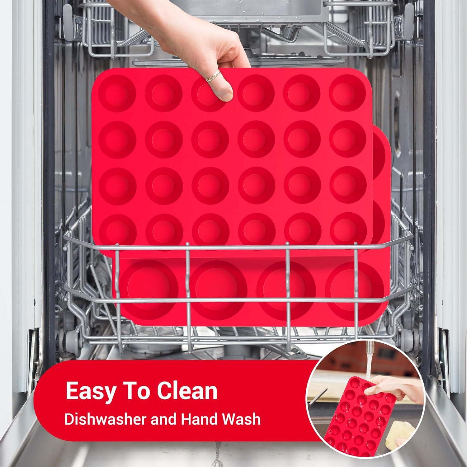 Artrylin 24 Cups Silicone Muffin Pan Cupcake Pans,Silicone Baking Molds,Nonstick BPA Free