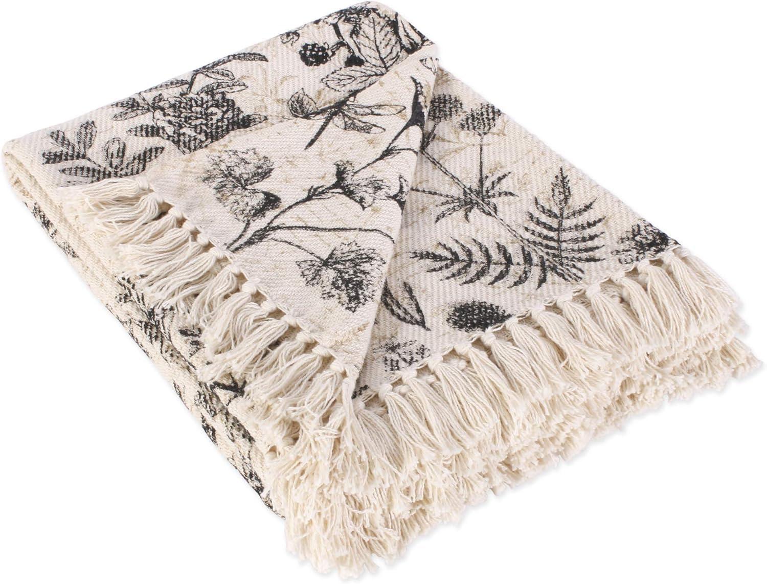 Botanical Printed Throw - Design Imports: Cotton, Hypoallergenic, Machine Washable, 50x60 inches