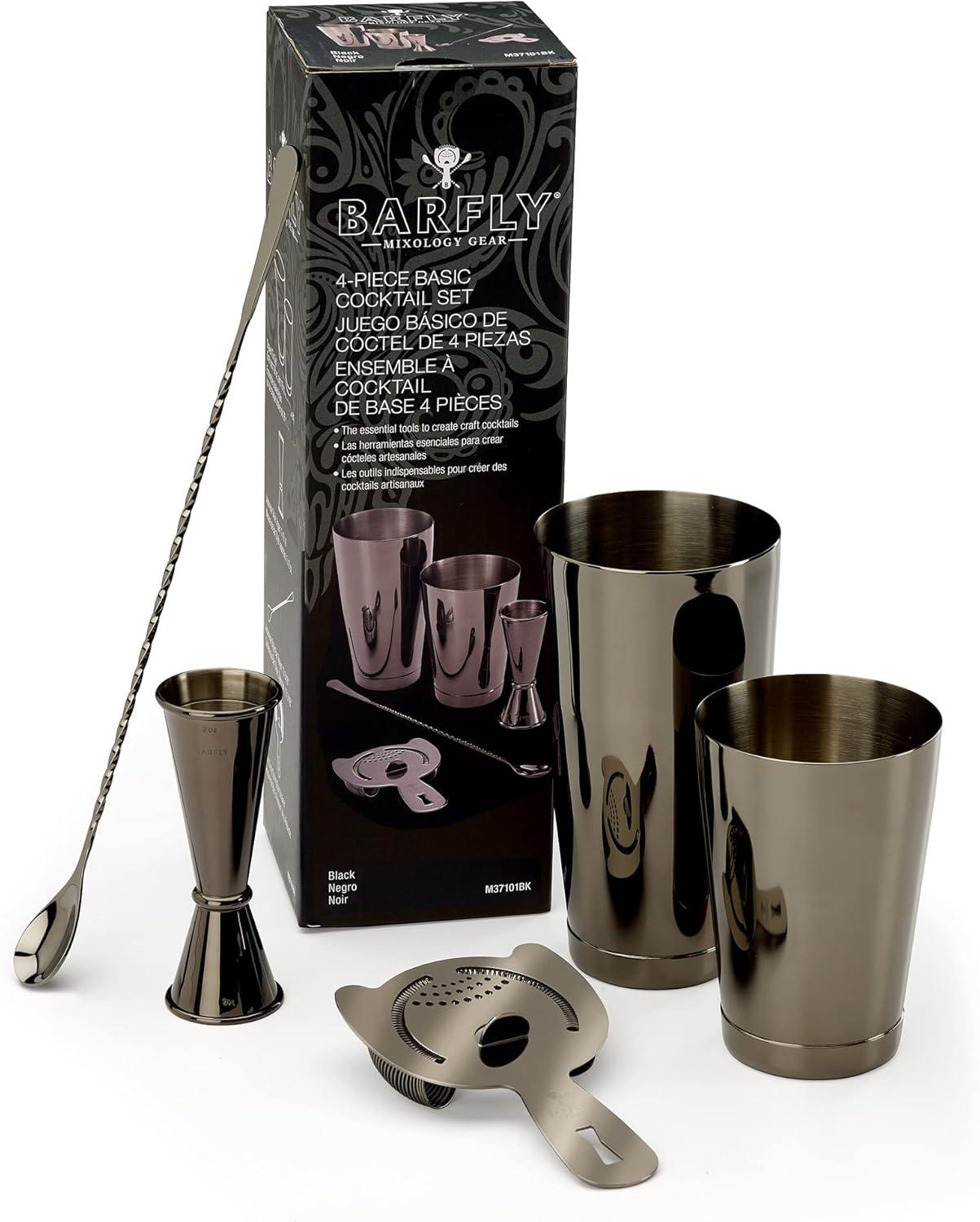 Barfly 5 Piece Basics Cocktail Set, Gun Metal Black