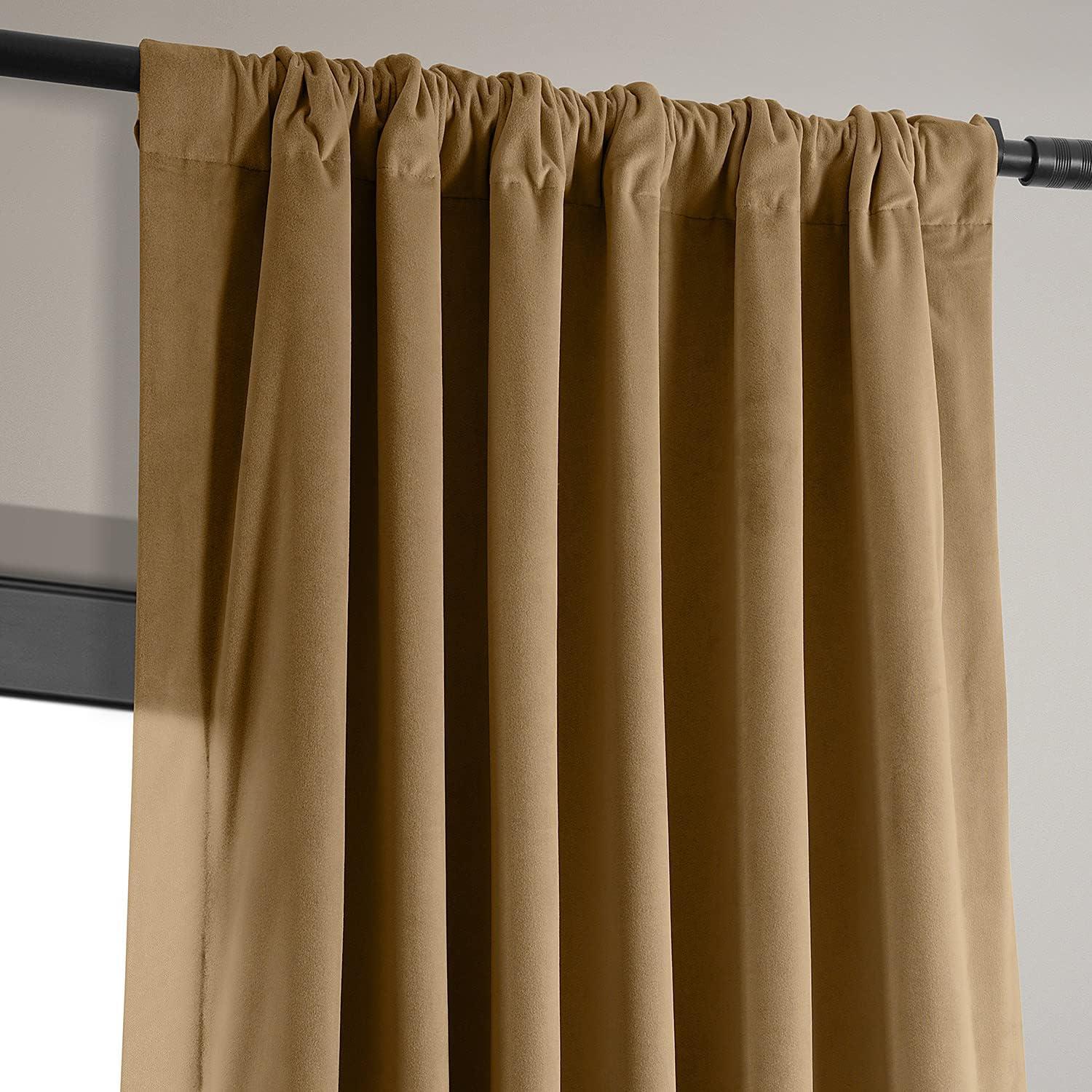 Signature Amber Gold Blackout Velvet Curtain (1 Panel), Amber Gold, 50W X 96L