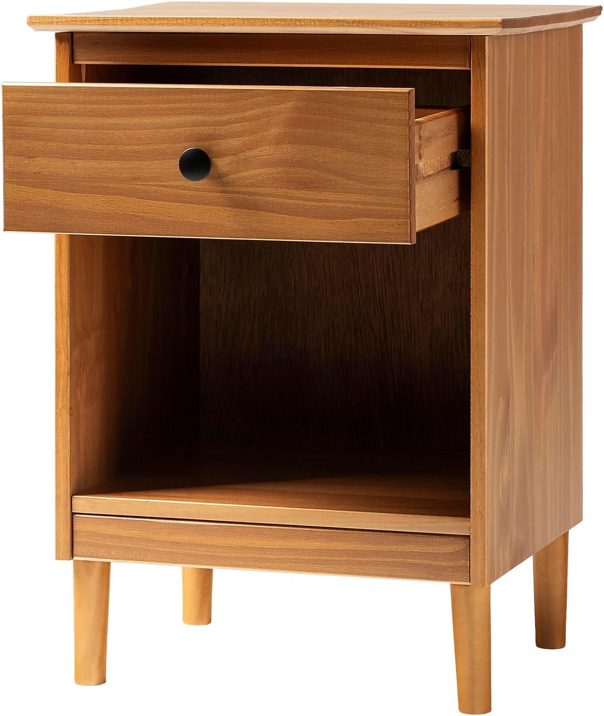 1 Drawer Solid Wood Nightstand in Caramel