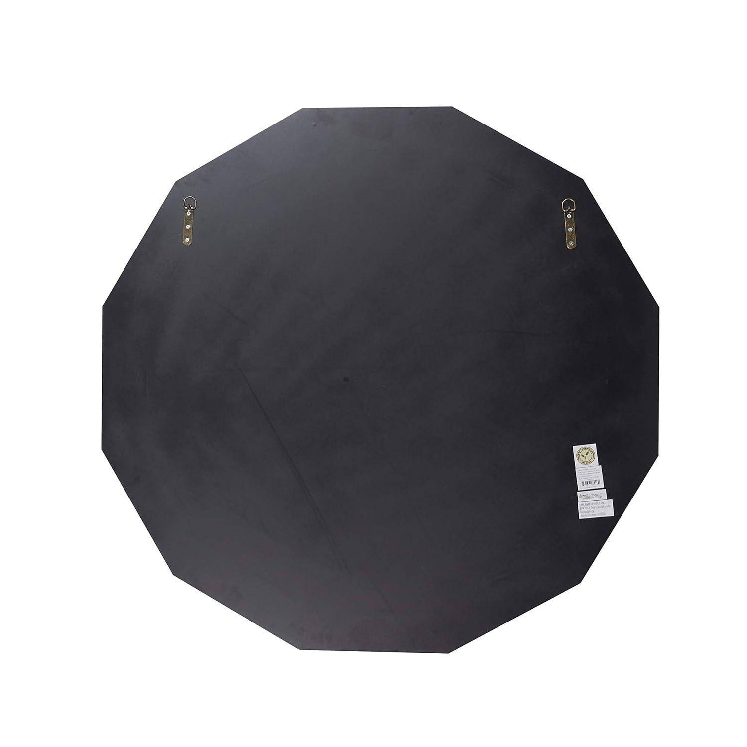 DecMode Glam Glass Silver Round Wall Mirror with Triangular Patterns, 40"D