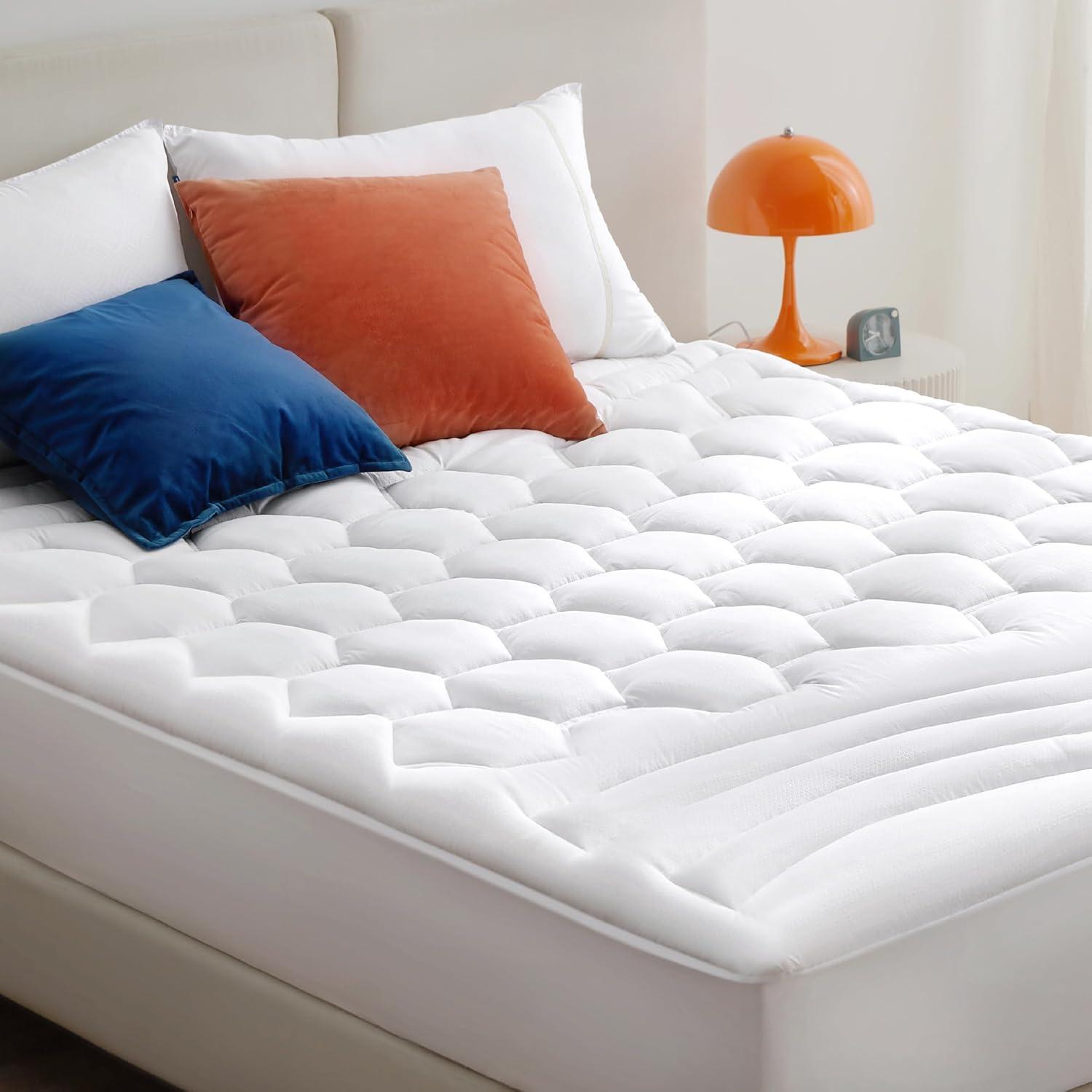 Bedsure White Queen Quilted Mattress Pad with Deep Pocket