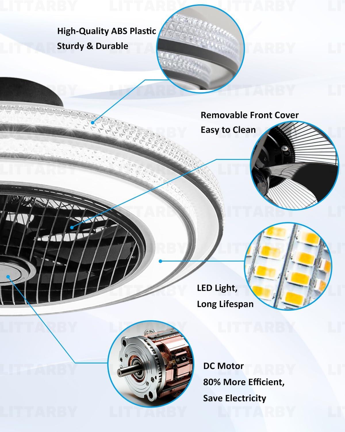 Ceiling Fans with Lights and Remote, 24 Inch Reversible Black Modern Dimmable 3CCT Flush Mount Ceiling Fans, Small Low Profile Ceiling Fan with Light for Bedroom, Kitchen, Living/Kids/Dining Room