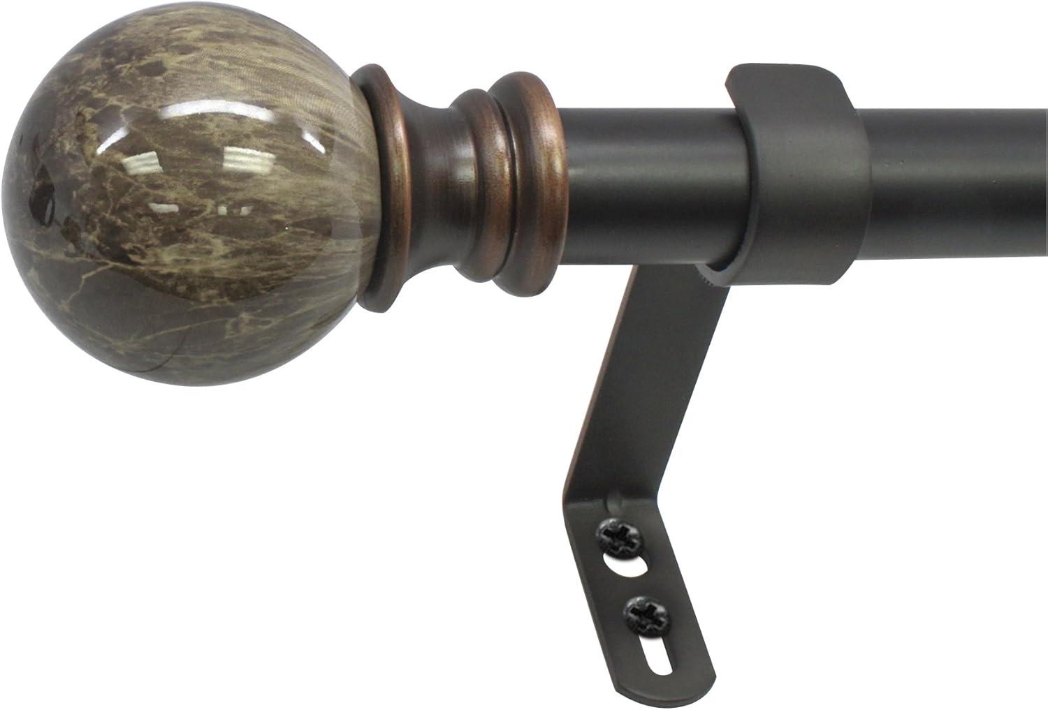 Adjustable Bronze Marble Ball Curtain Rod Set, 18-36 Inches