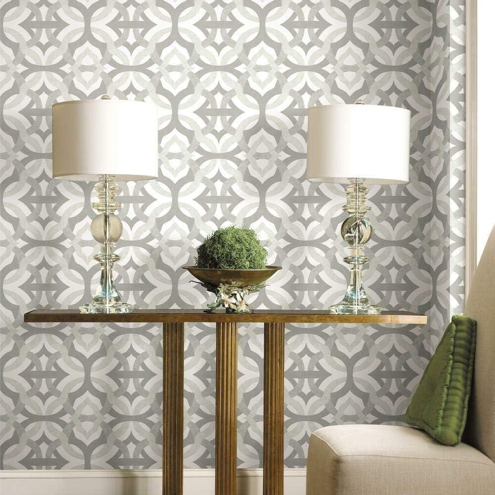 Taupe and White Geometric Peel and Stick Wallpaper Roll