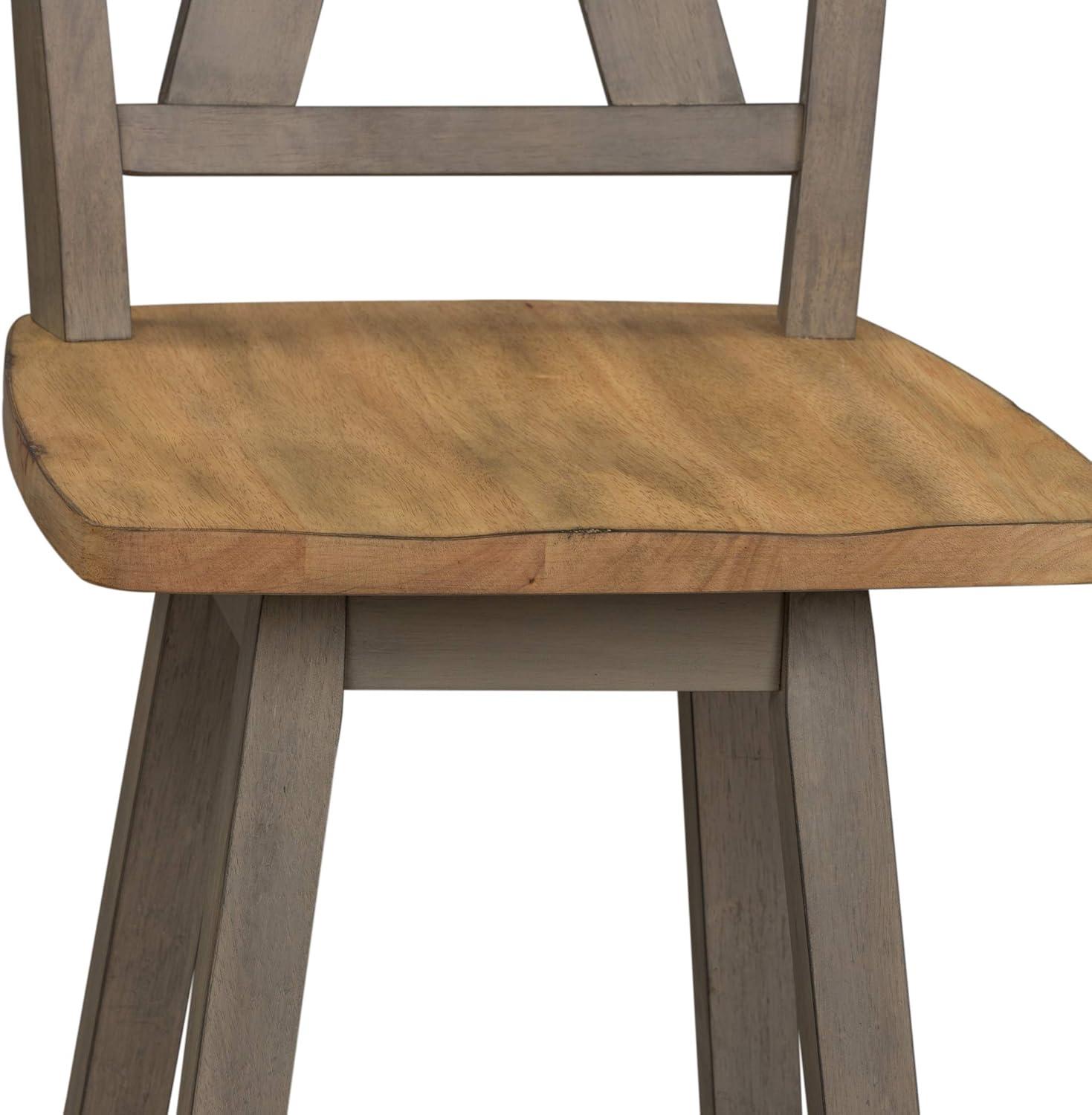 Gray and Sandstone Wood Counter Height Swivel Chair