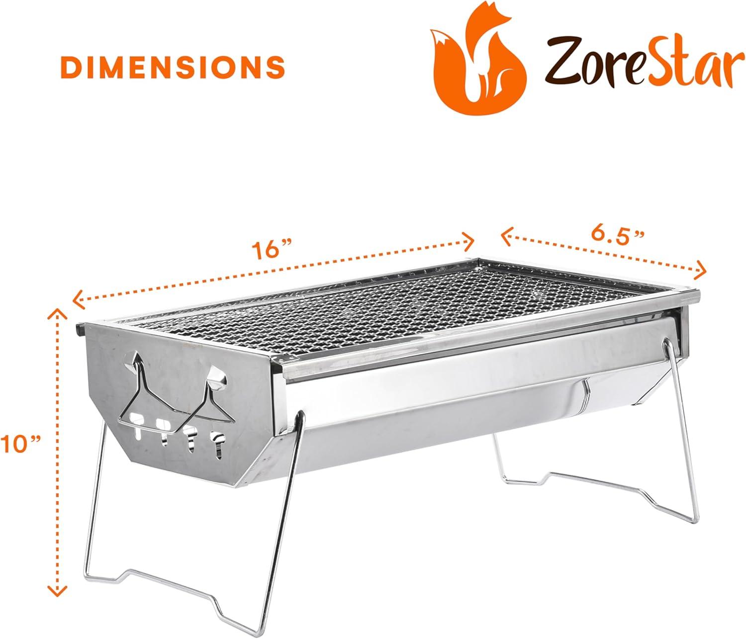 Compact Stainless Steel Folding Charcoal Hibachi Grill