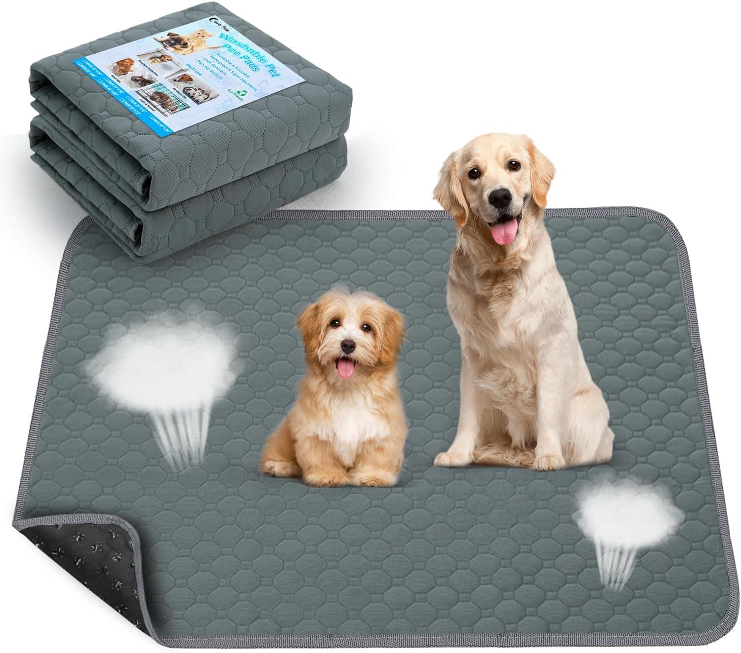 Gray Washable Super Absorbent Dog Pee Pads 34" x 36"