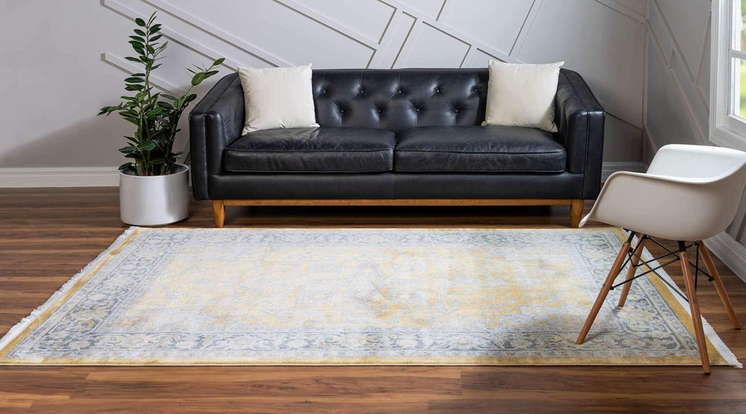 Unique Loom Baracoa Collection Area Rug - Prado (4' 3" x 6' 1" Rectangle Yellow/Ivory)