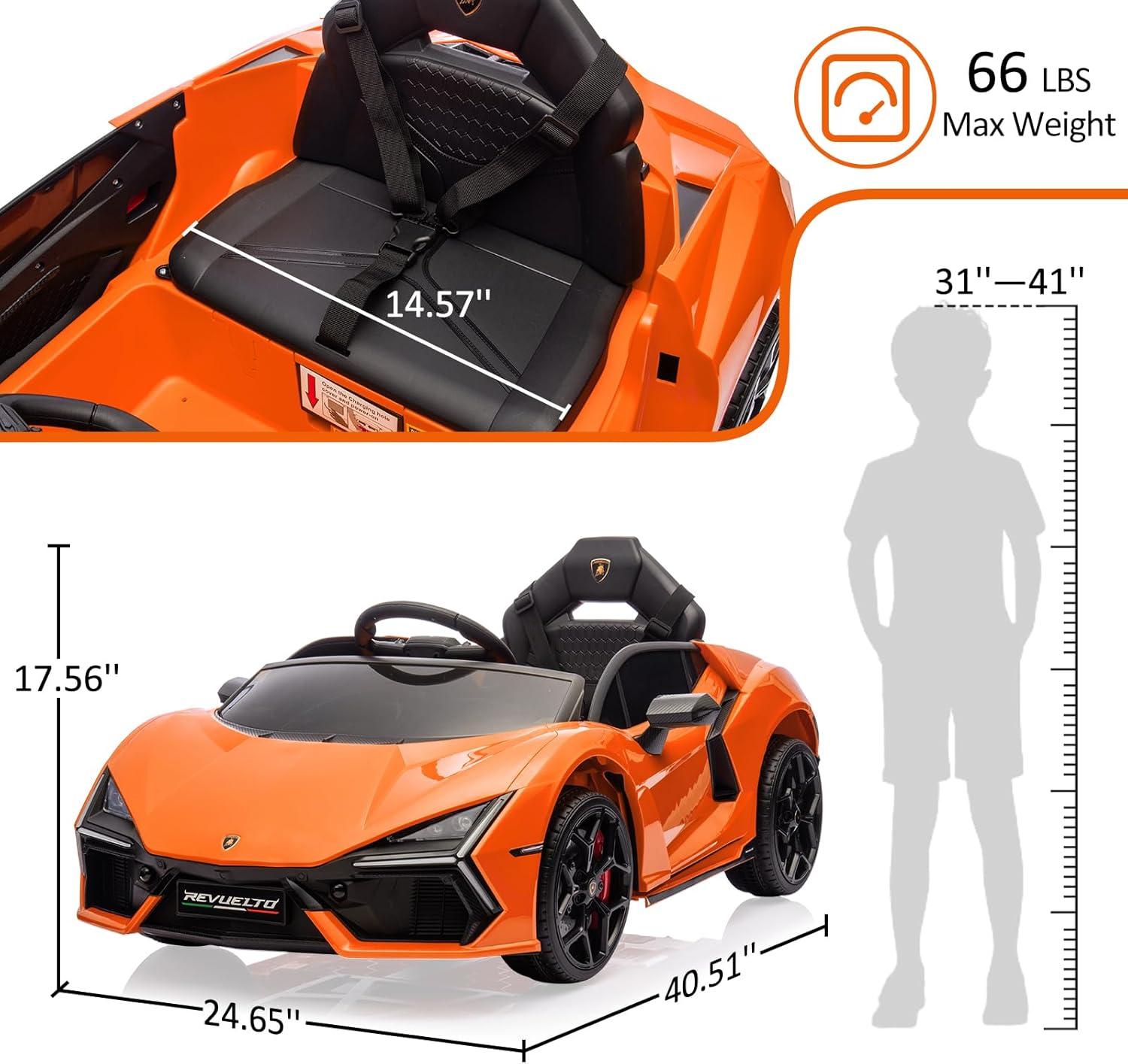 Hetoy 12V Kids Ride On Car, Licensed Lamborghini Revuelto Electric Car For Kids