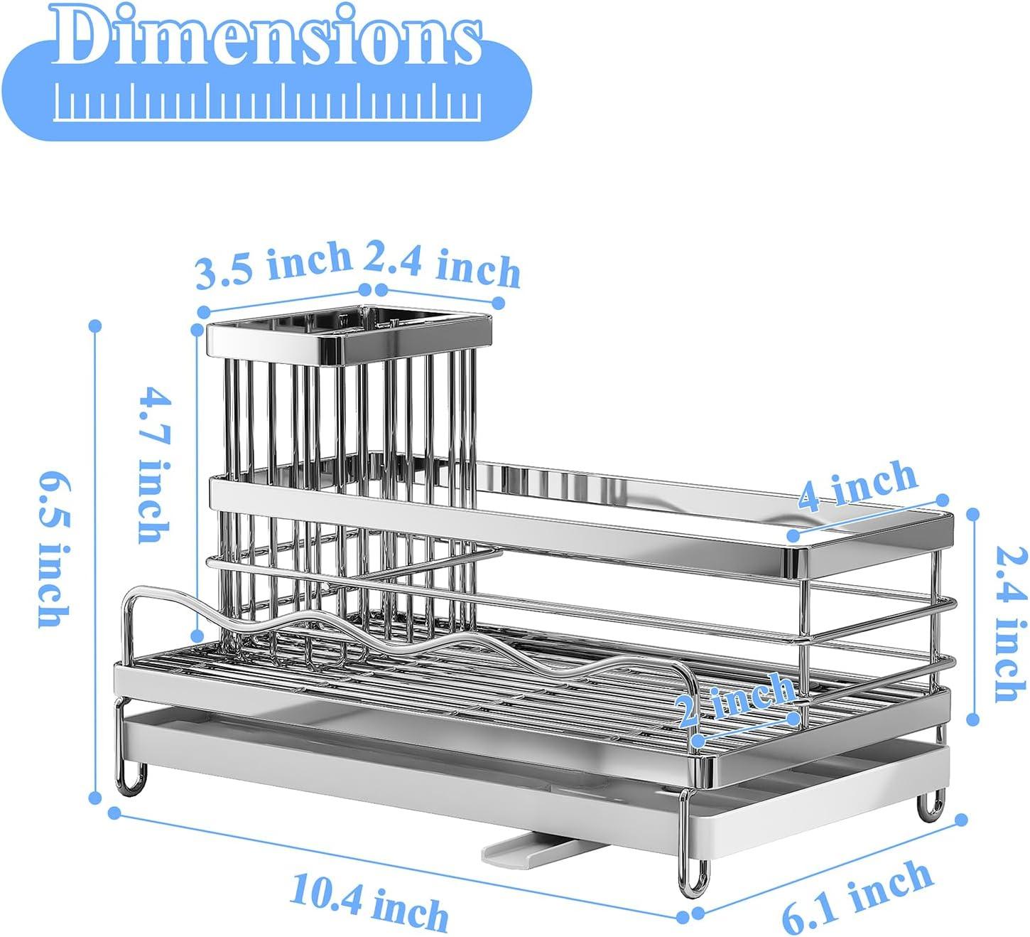 COAHAHA Rust Resistant Stainless Steel Sink Caddy - Large Capacity With Removable Brush Rack