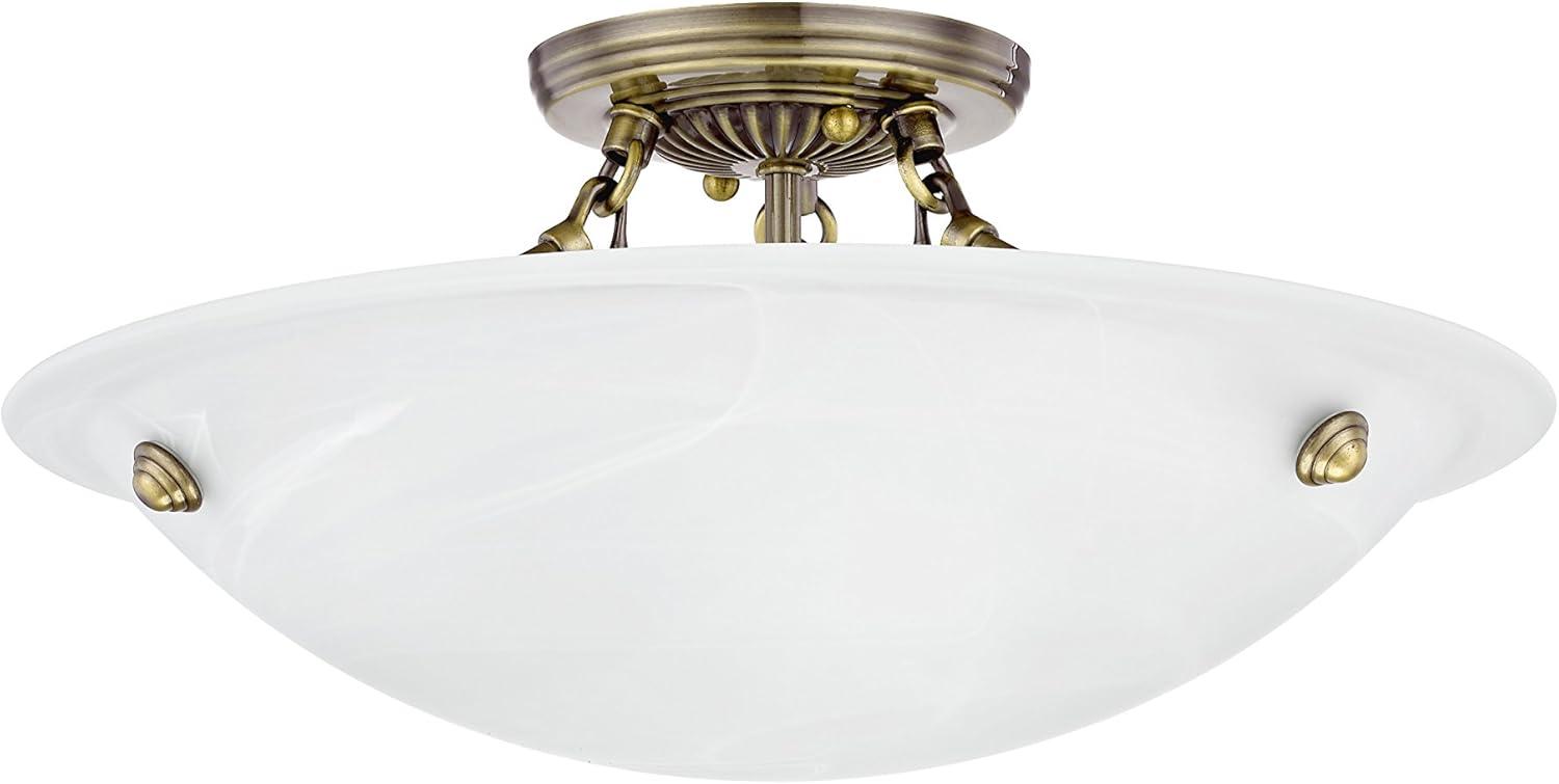 Livex Lighting Oasis 3 - Light Flush Mount in  Antique Brass