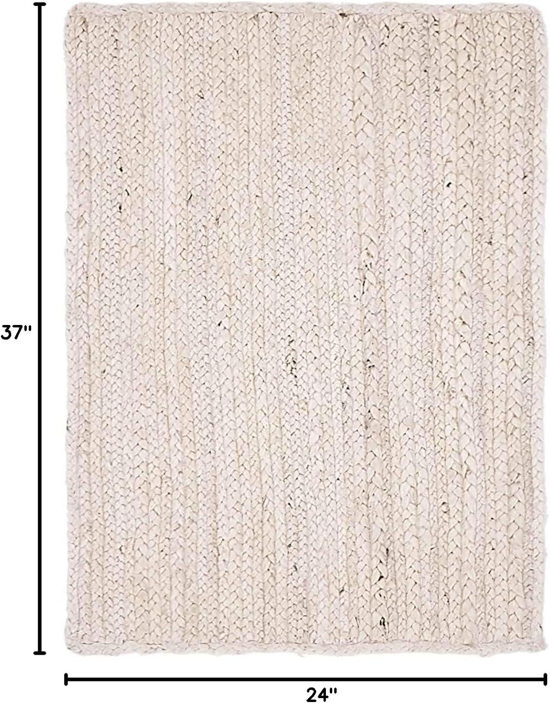 Unique Loom 2'x3' Braided Jute Dhaka White Indoor Area Rug