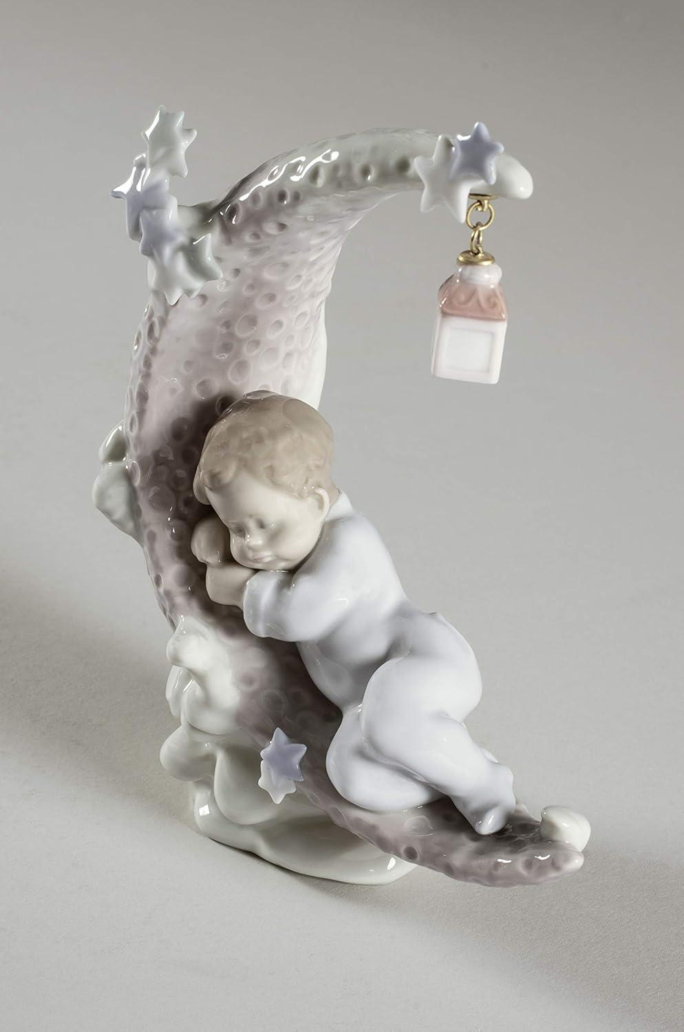 Heavenly Slumber Crescent Moon Porcelain Baby Boy Figurine