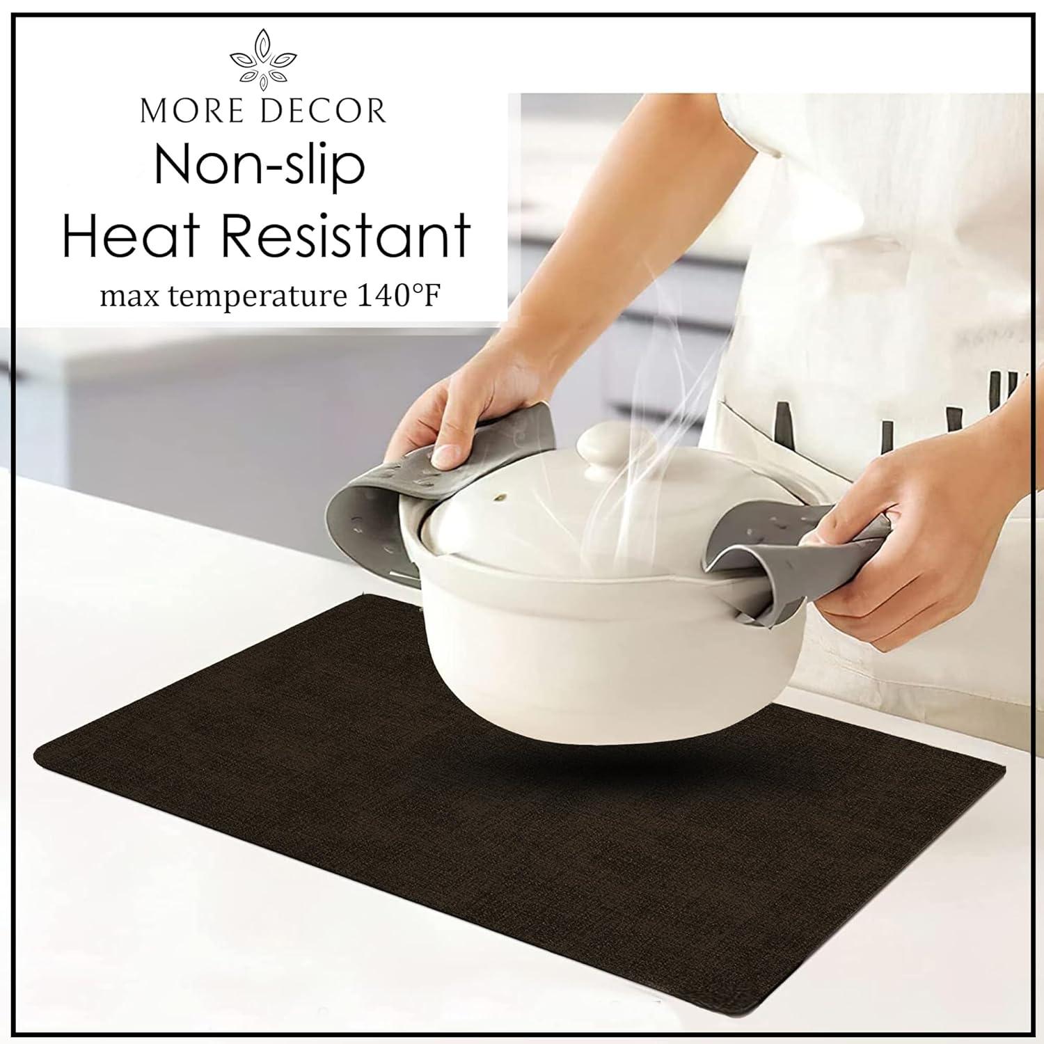 More Décor Faux Leather Placemats for Dining and Kitchen Table - Stain and Heat Resistant, Non Slip, Wipeable, Washable - Set of 6 - Dark Grey