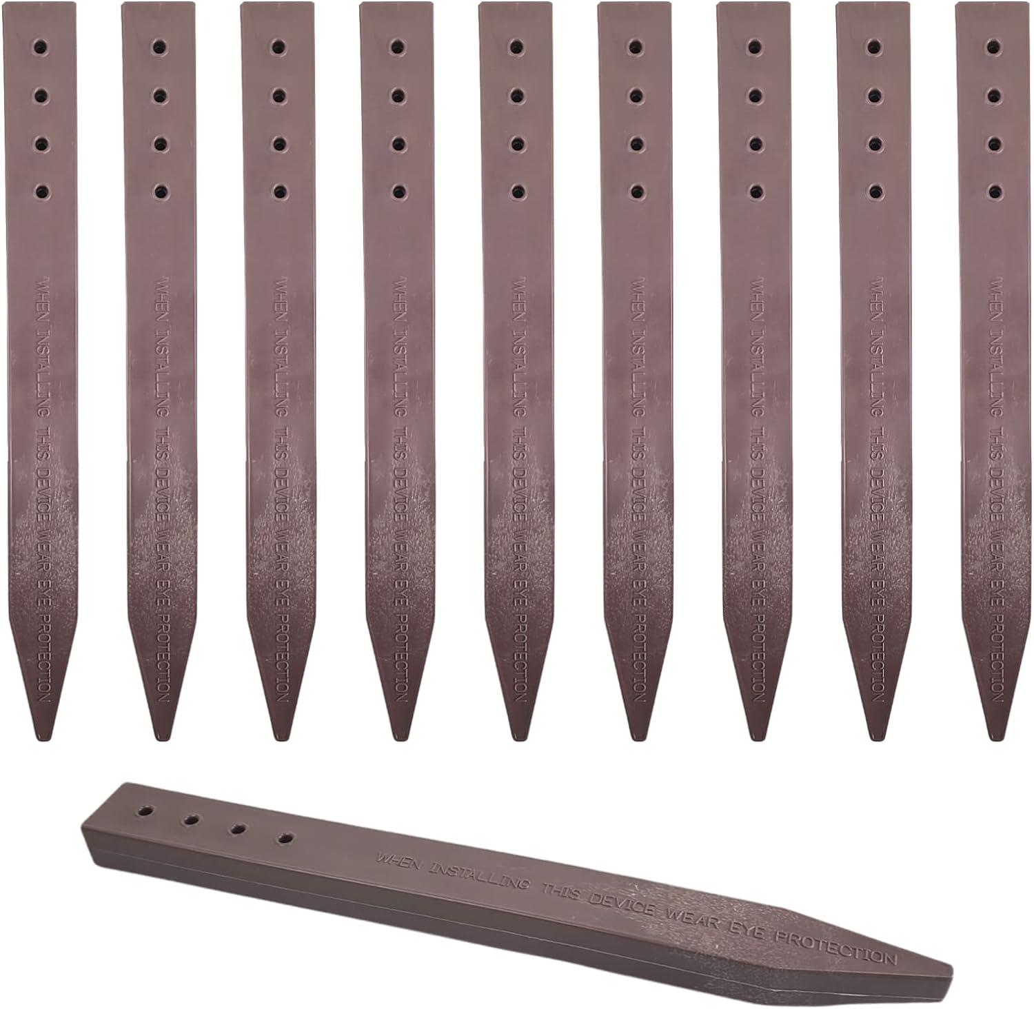 Heavy Duty Brown Recycled Plastic Garden Border Stakes, 12-Inch, 20-Pack