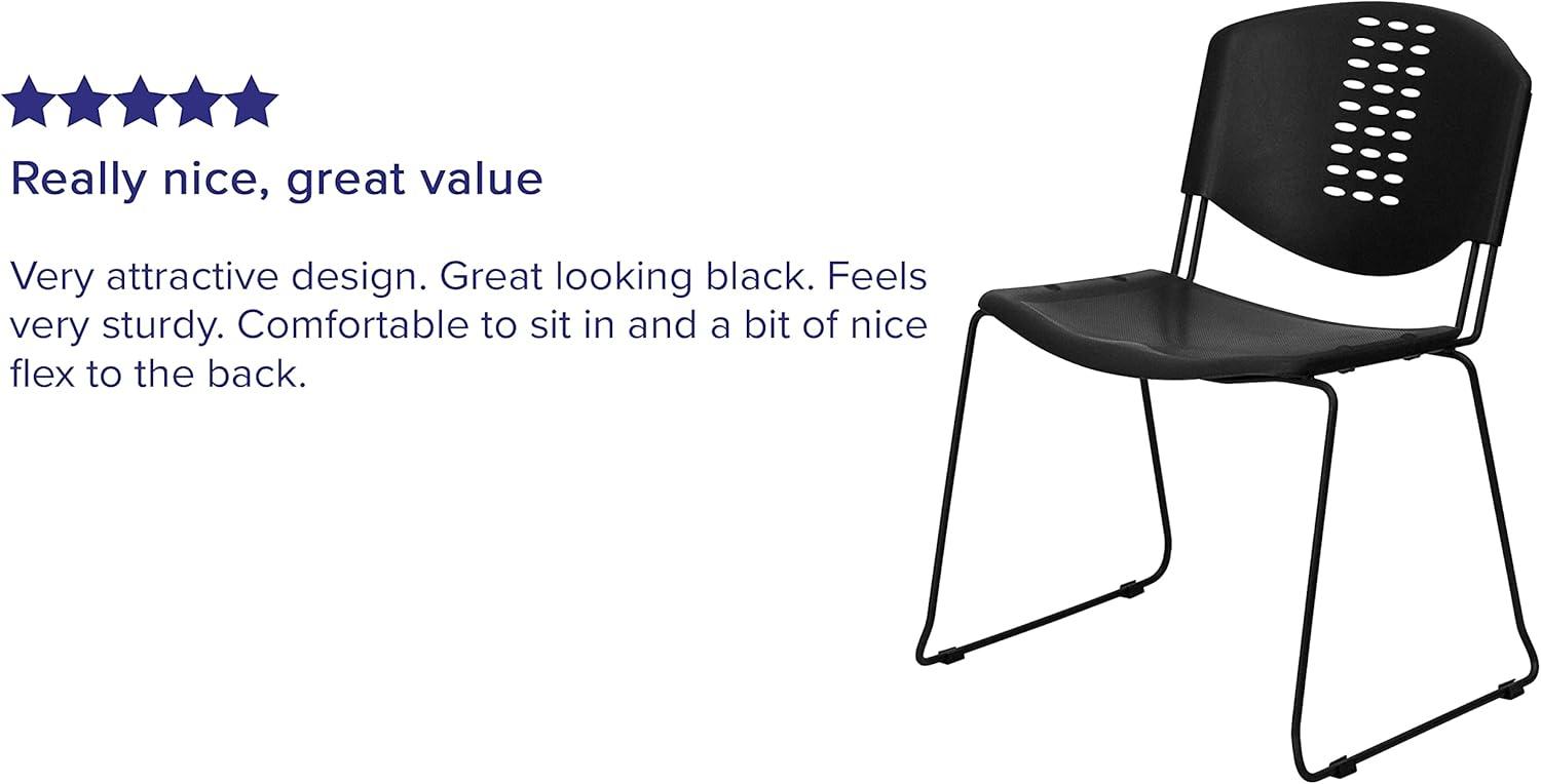 Luz 400 lb. Capacity Plastic Stack Chair - Frame and Textured Seat (Set of 5)