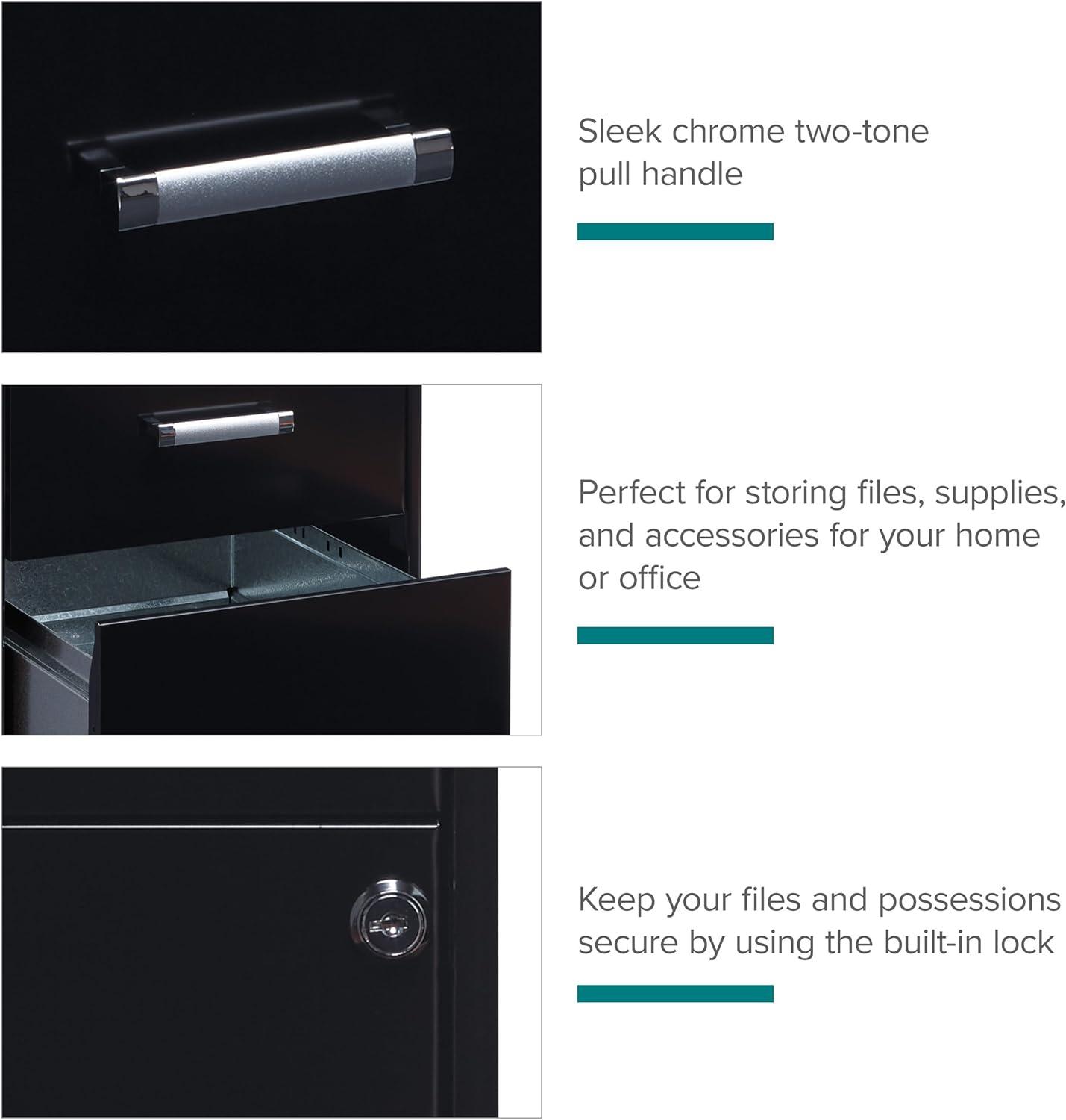 Width Pencil Drawer Vertical File Cabinet, Black